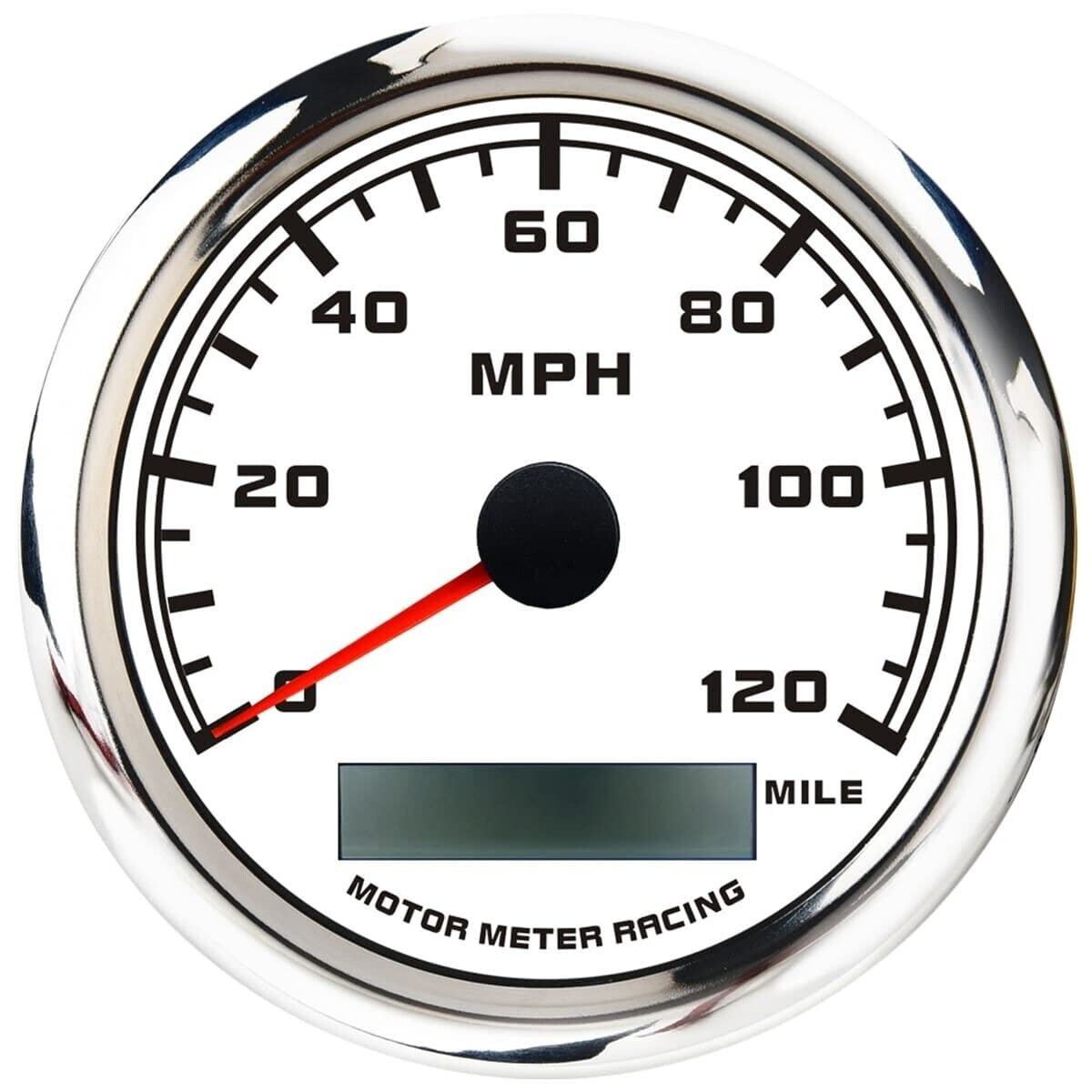 MOTOR METER RACING W Pro 85mm 3-3/8" GPS Speedometer Digital Odometer 120 MPH Waterproof White Dial Red LED for Car Truck Marine Boat Yacht Motorcycle