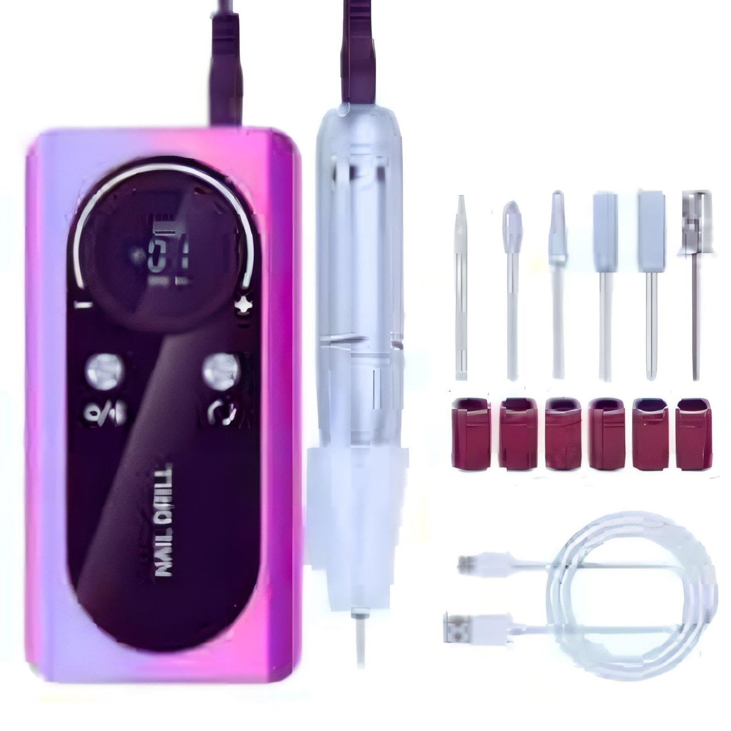 Sufeasdf Professional Electric Nail Remover and Polisher, 45,000 RPM Portable Nail Drill, 6 Bits and Sanding Strap, Nail Polish Removal, Manicure and Pedicure Salon Set, Purple