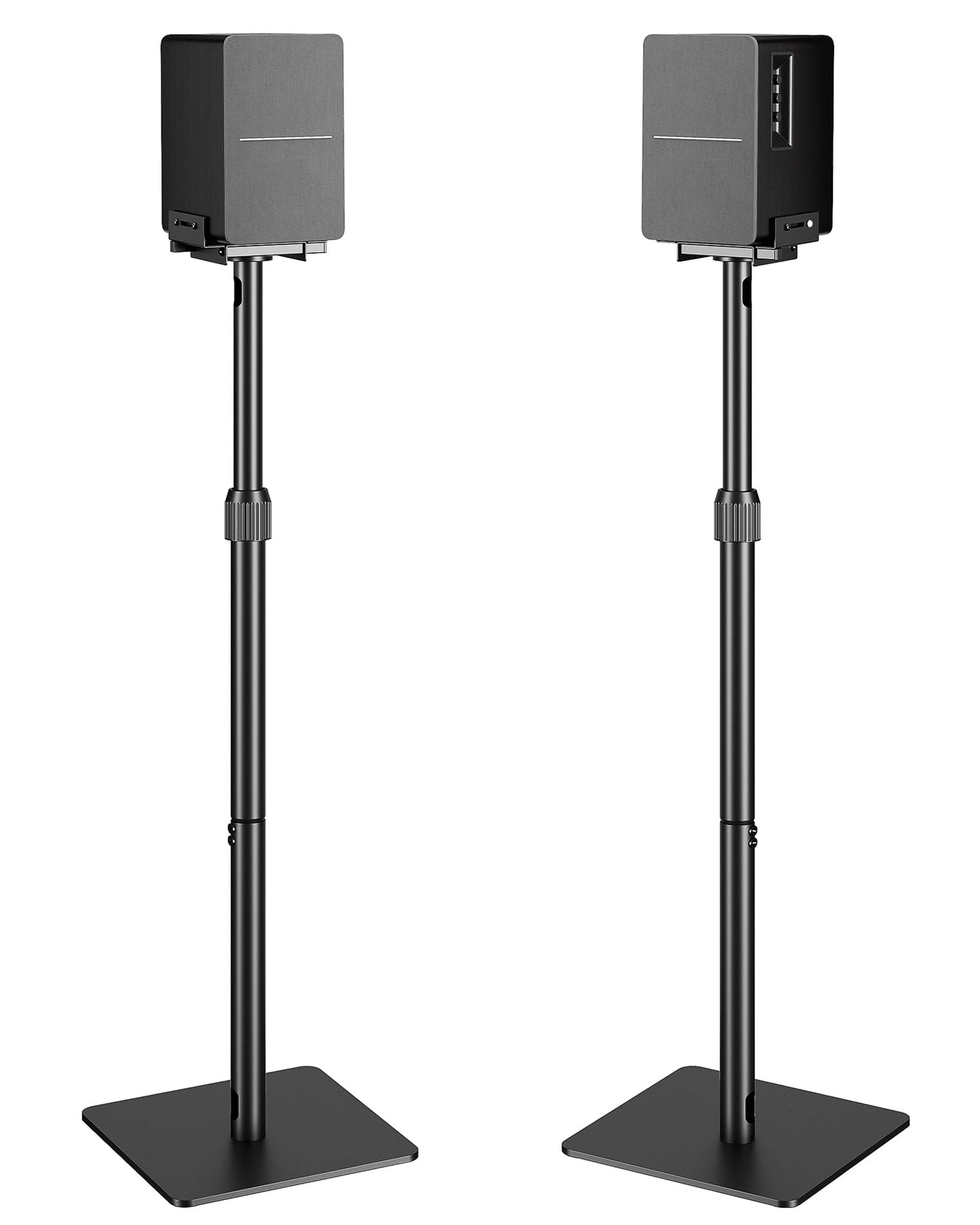 Pegzone Height-Adjustable Speaker Stands Pair,11LBS Capacity,Height Adjustable from 33.4" to 44.0",Surround Sound Speaker Stands,Cable Management,Black,1 Pair