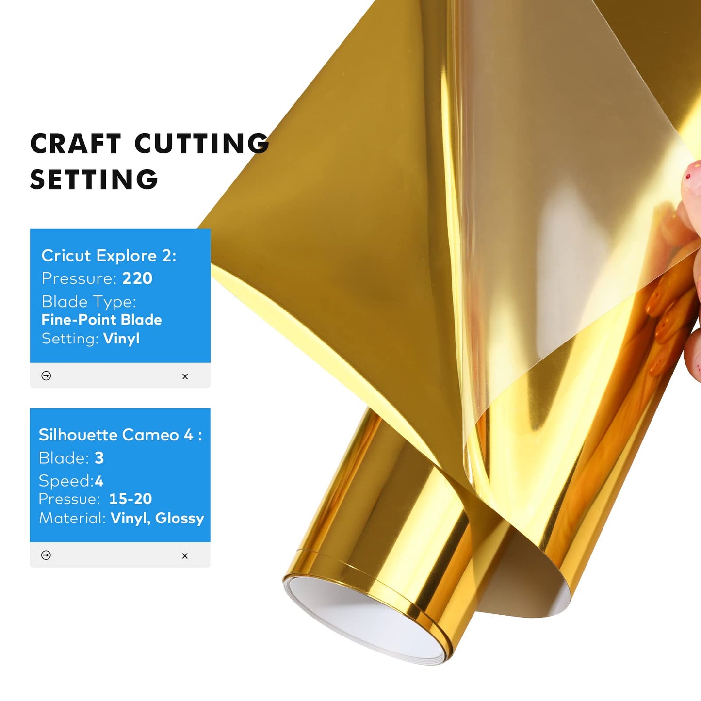 Gatichetta Heat Transfer Vinyl Roll, Metallic Foil Gold Iron On Vinyl 12" X 25ft Chrome HTV Vinyl for Garments