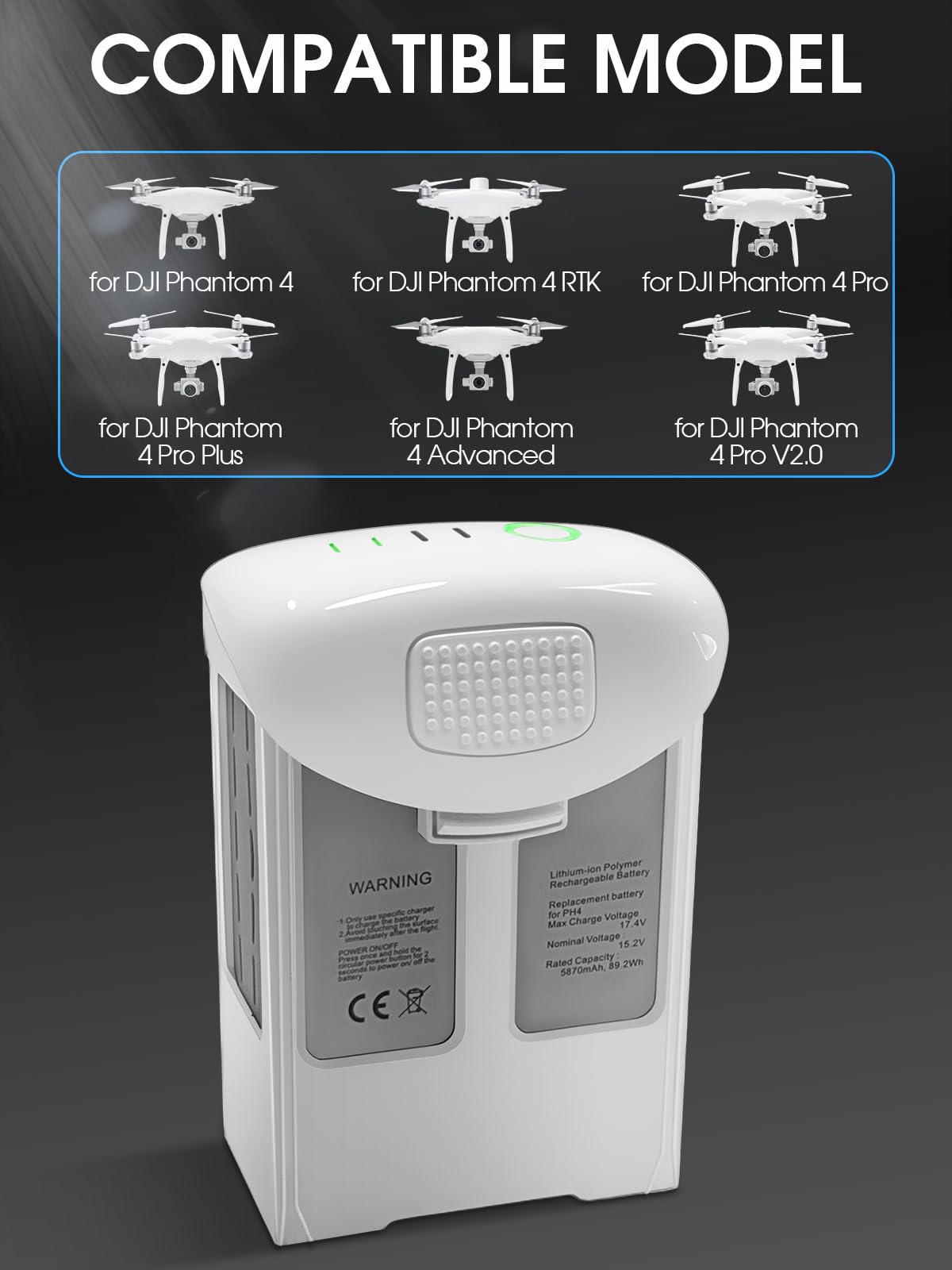 Homesuit Phantom 4 Battery, 5870mAh Intelligent Flight Replacement Battery Pack Compatible with DJI Phantom 4 Pro Series Drone