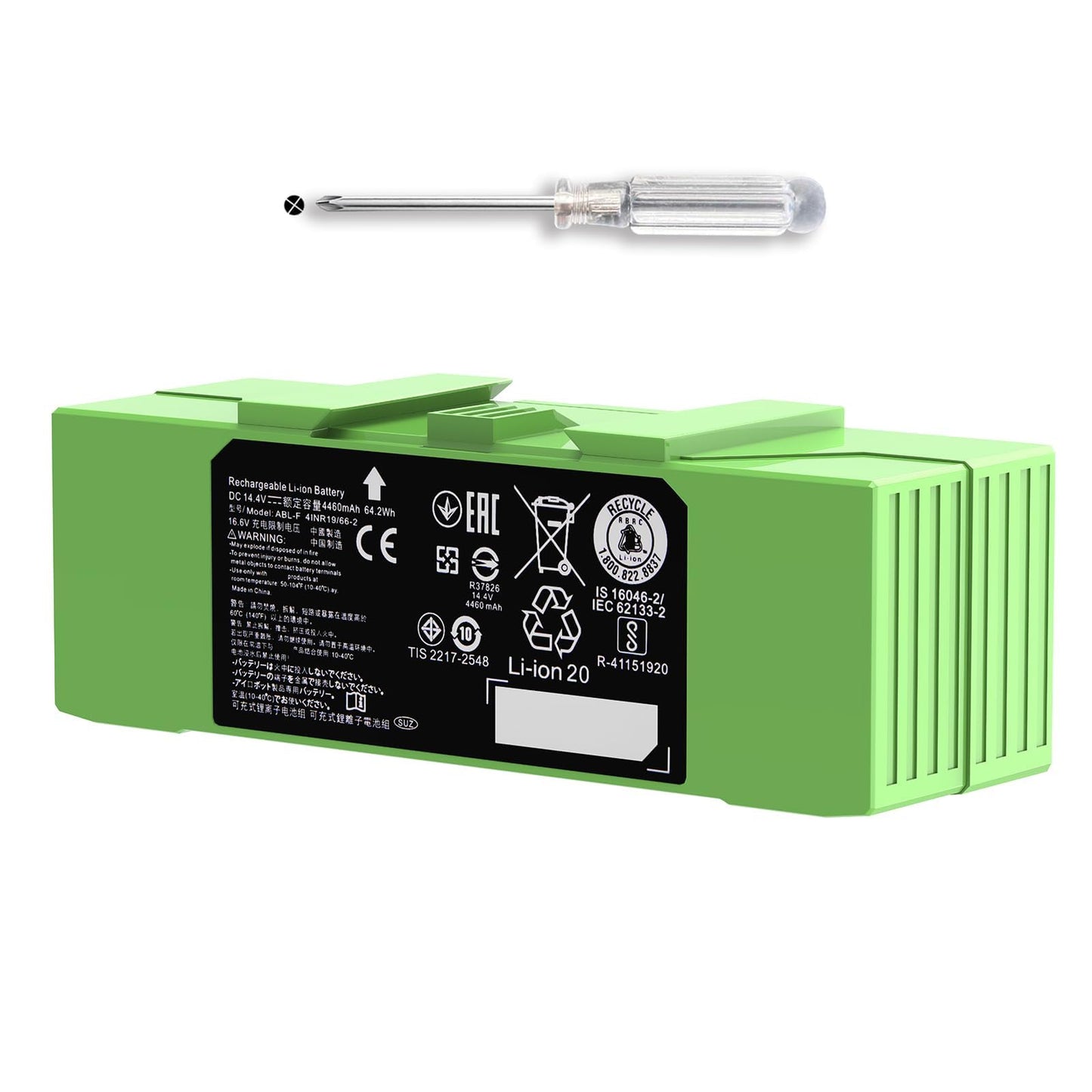 64.2Wh for Roomba Battery ABL-F for iRobot Roomba i&e Series i3 i3+ i4+ i8 i8+ i7 i7+ j7 J9+ j7+ e5 e6 Roomba Replacement Batteries ABL-D1 ABL-D2 ABL-D2A 4460mAh （Unsuitable for Roomba Combo Series）