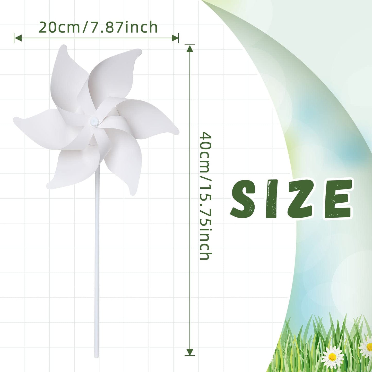 Chivao 100 Pcs Novelty DIY Pinwheels Art Craft for Kid Color Your Own 4th of July Patriotic Pinwheels Making Craft, Summer Crafts for Carnival Party Favor Daycare Project Summer Activity, 6 Leaves