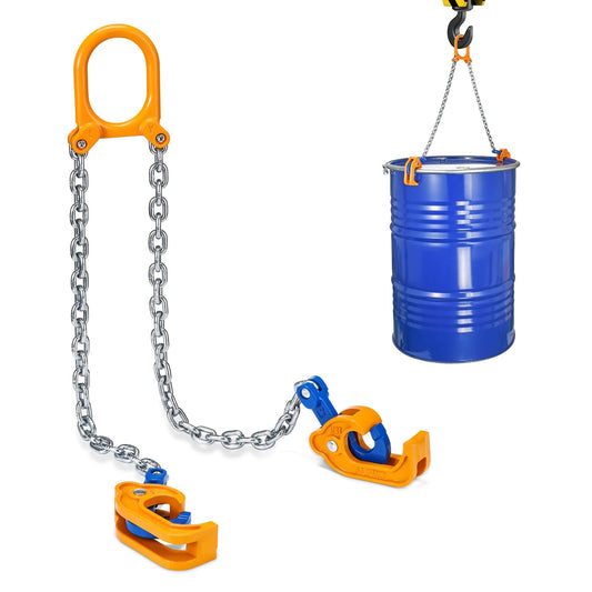 WowDIY 55 Gallon Drum Lift - Chain Drum Lifter - 2000 lbs Capacity - Upgraded Carbon Steel Hook with Built-in Spring Suitable for Plastic and Metal Drums - This Product is Protected by a US Patent.