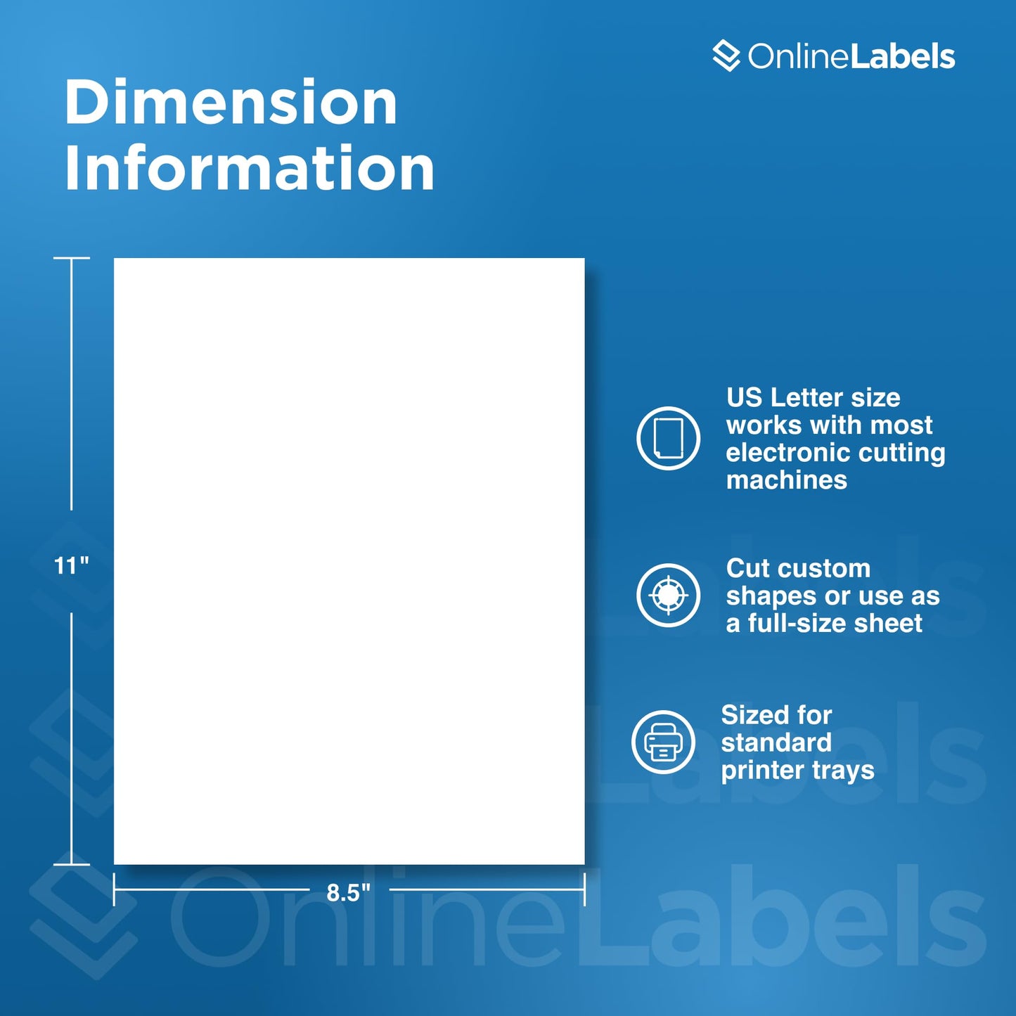 Sticker Paper, 250 Sheets, White Matte, 8.5" x 11" Full Sheet Label, Works with Inkjet and Laser Printer, Compatible with Electronic Cutting Machines, OL177WX, OnlineLabels