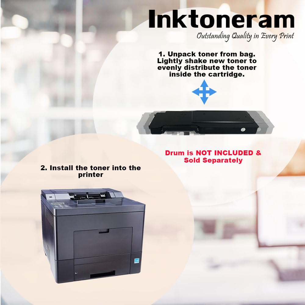 Inktoneram Compatible Toner Cartridges Replacement for Dell C3760n C3760dn C3765dnf W8D60 1M4KP XKGFP MD8G4 Extra High Yield ([Black,Cyan,Magenta,Yellow], 4-Pack)