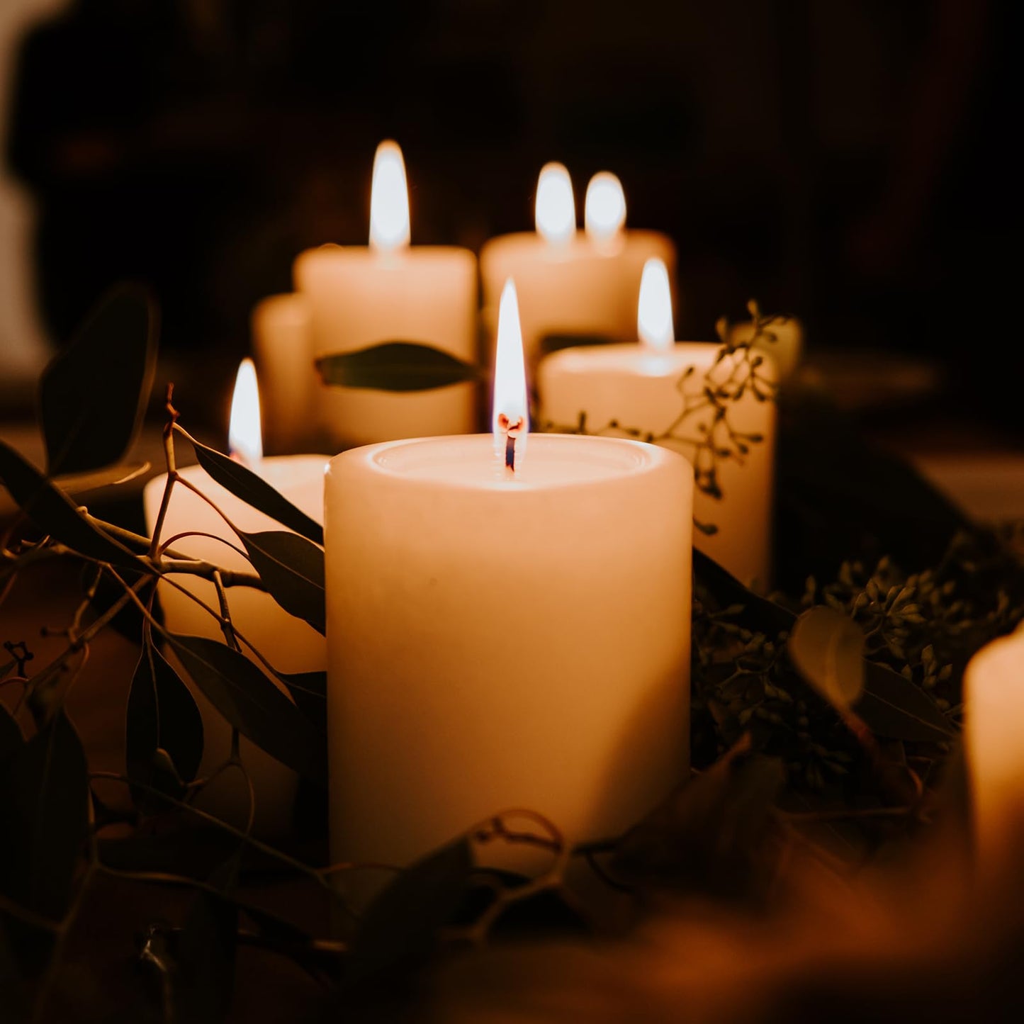 MOSROAD Set of 12 Ivory Pillar Candles - 2.8x6 inch Hand-Poured Large Pillar Candle | 75 Hours Burn Time | Unscented Candles | Dripless and Smokeless | Perfect for Wedding, Parties, Spas, Home Decor