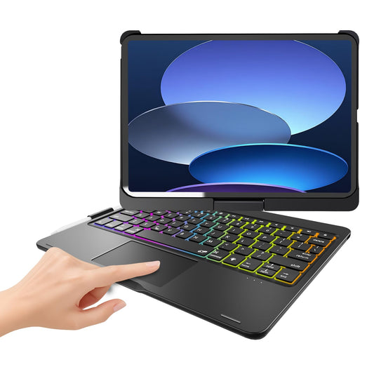 BABG TouchPad Keyboard Case for iPad 10th Generation&iPad 11th(A16,2025),iPad Air 11（M3,M2/iPad Pro 11 inch Keyboard&iPad Air 5th/Air 4th Keyboard, 360°Swivel,7 Use Modes,Rainbow Backlight- Black