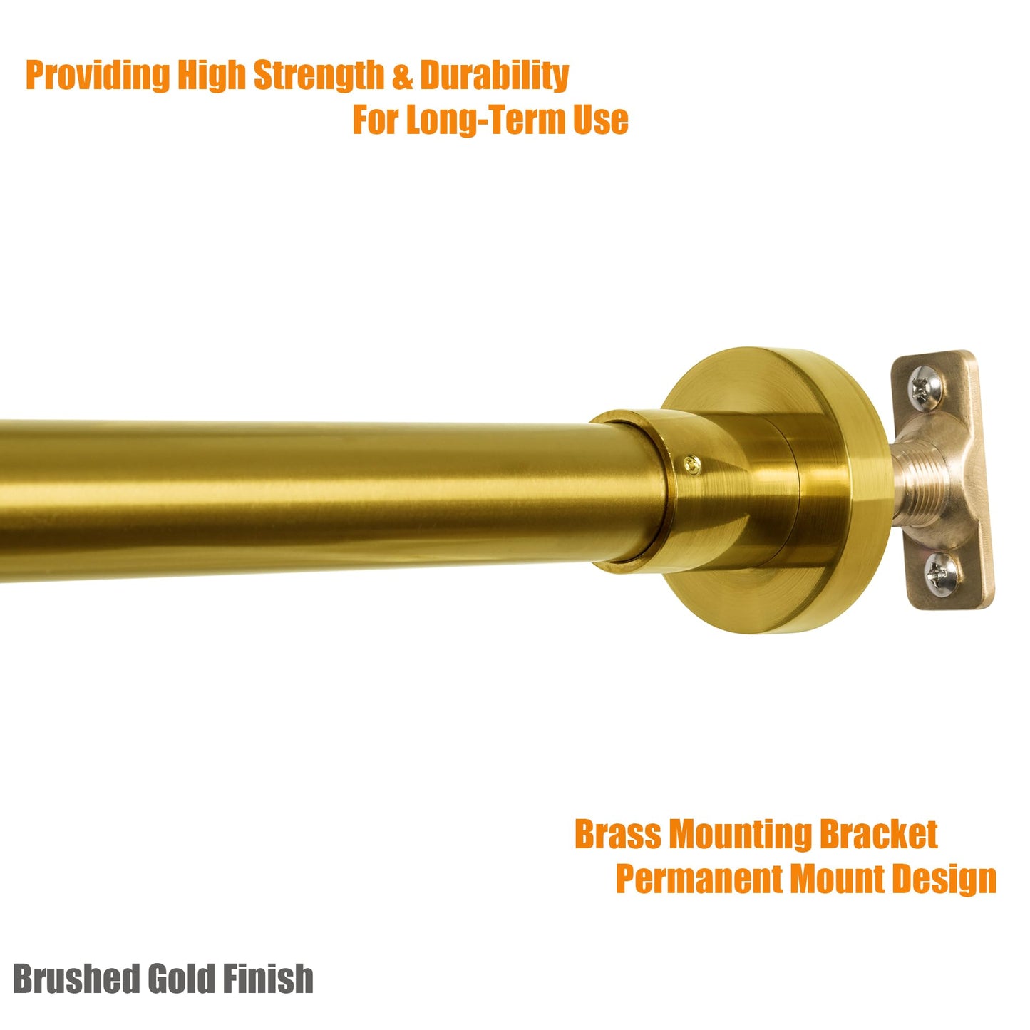 Artiwell Heavy Duty Shower Rod, Adjustable Shower Curtain Rod, Expandable 47-84 Inch, Permanent Mount Shower Rod, Never Rust Stainless Steel For Window Curtain and Closet, Brushed Gold