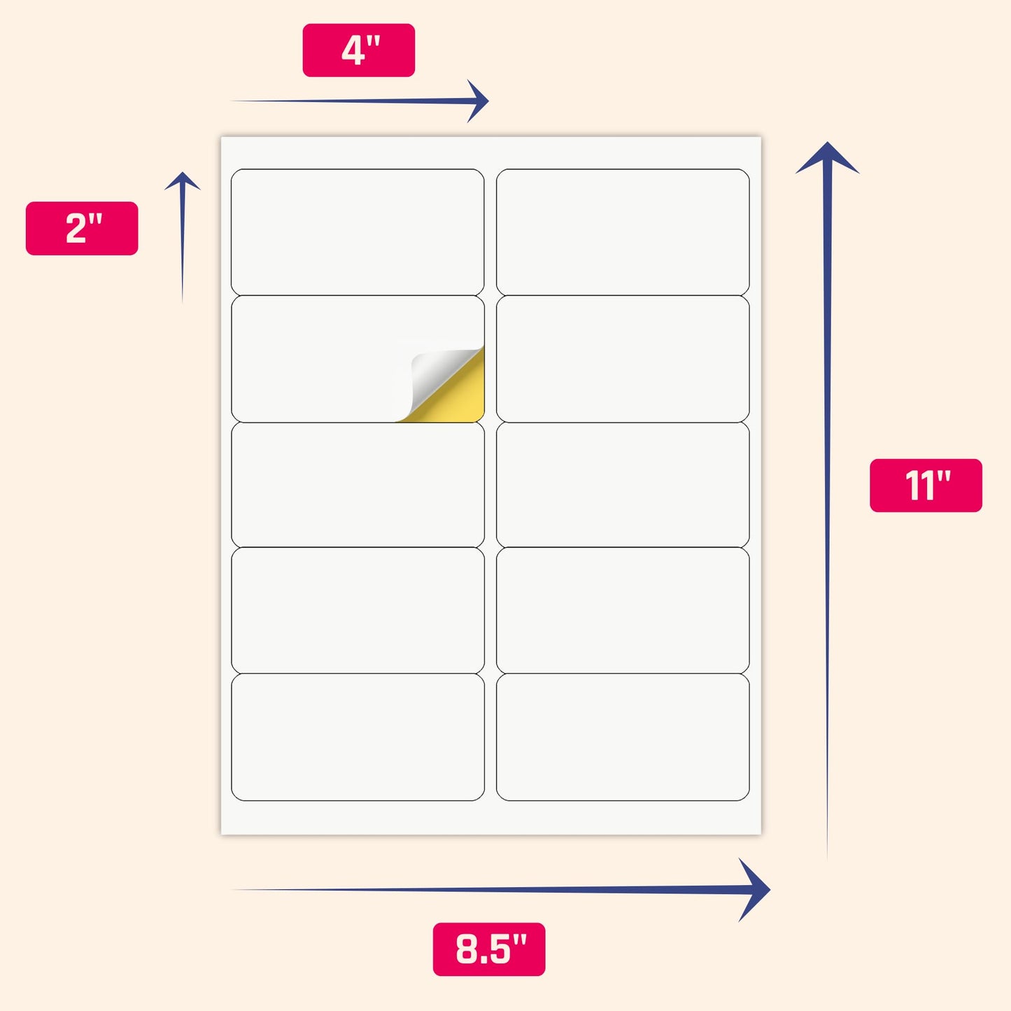 (2" x 4") 200 Sheets, Printable White Sticker Labels, Laser/Inkjet Printing - Matte, 10 per Page
