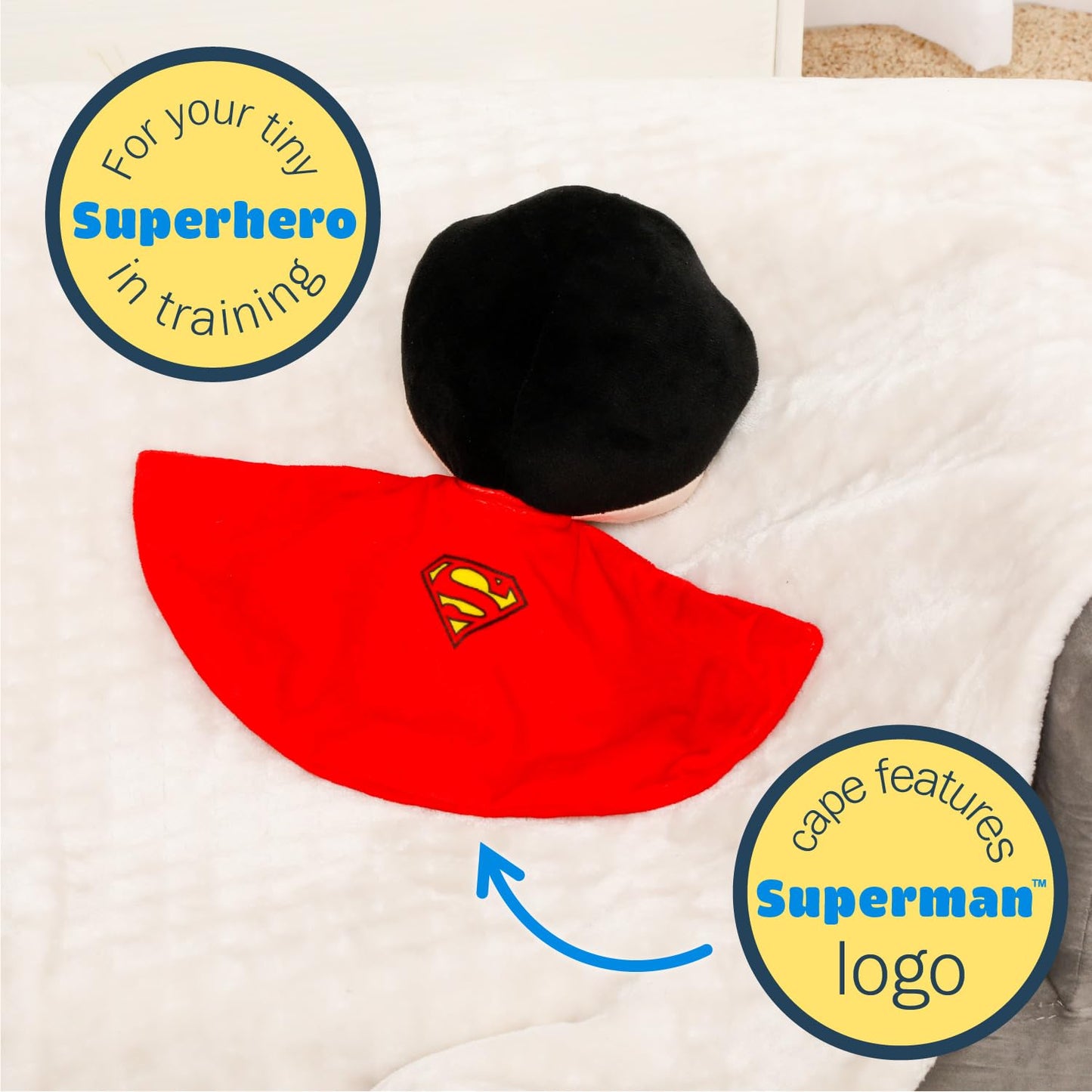 KIDS PREFERRED DC Comics Superman Soft Huggable Weighted Stuffed Animal Cute Plush Toy for Toddler Boys and Girls, Gift for Kids, Man of Steel 11.5 inches