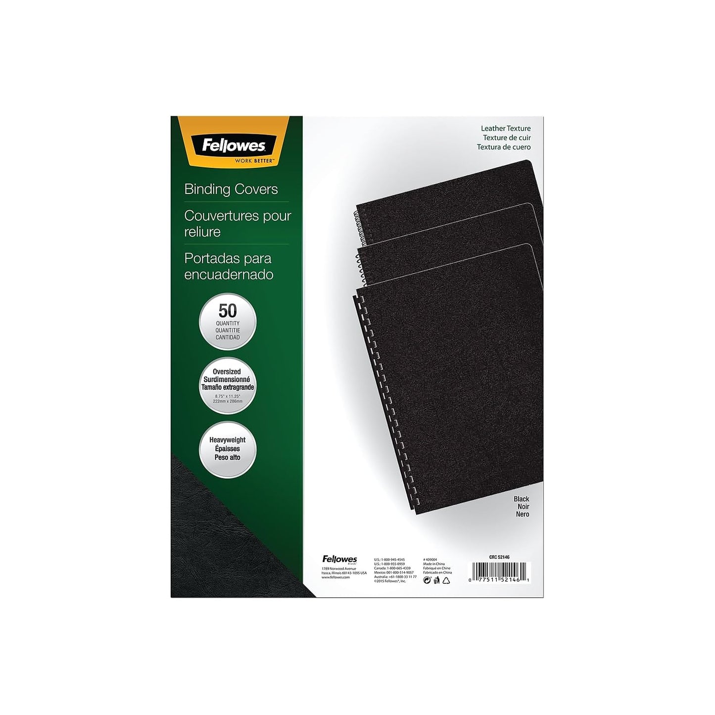 Fellowes Executive Presentation Cover, 11-1/4 x 8-3/4-Inches, 50 per Pack, Black (52146)