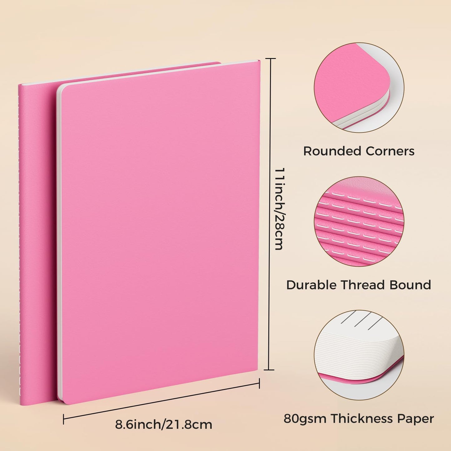 XYark Large Colorful Notebook Journals Bulk, College Ruled, Lined Paper, 8.5x11 inch, 60 Pages, Journal Set for Travelers, Students and Office, Composition Diary Subject Notebooks Planner, 12 Pack