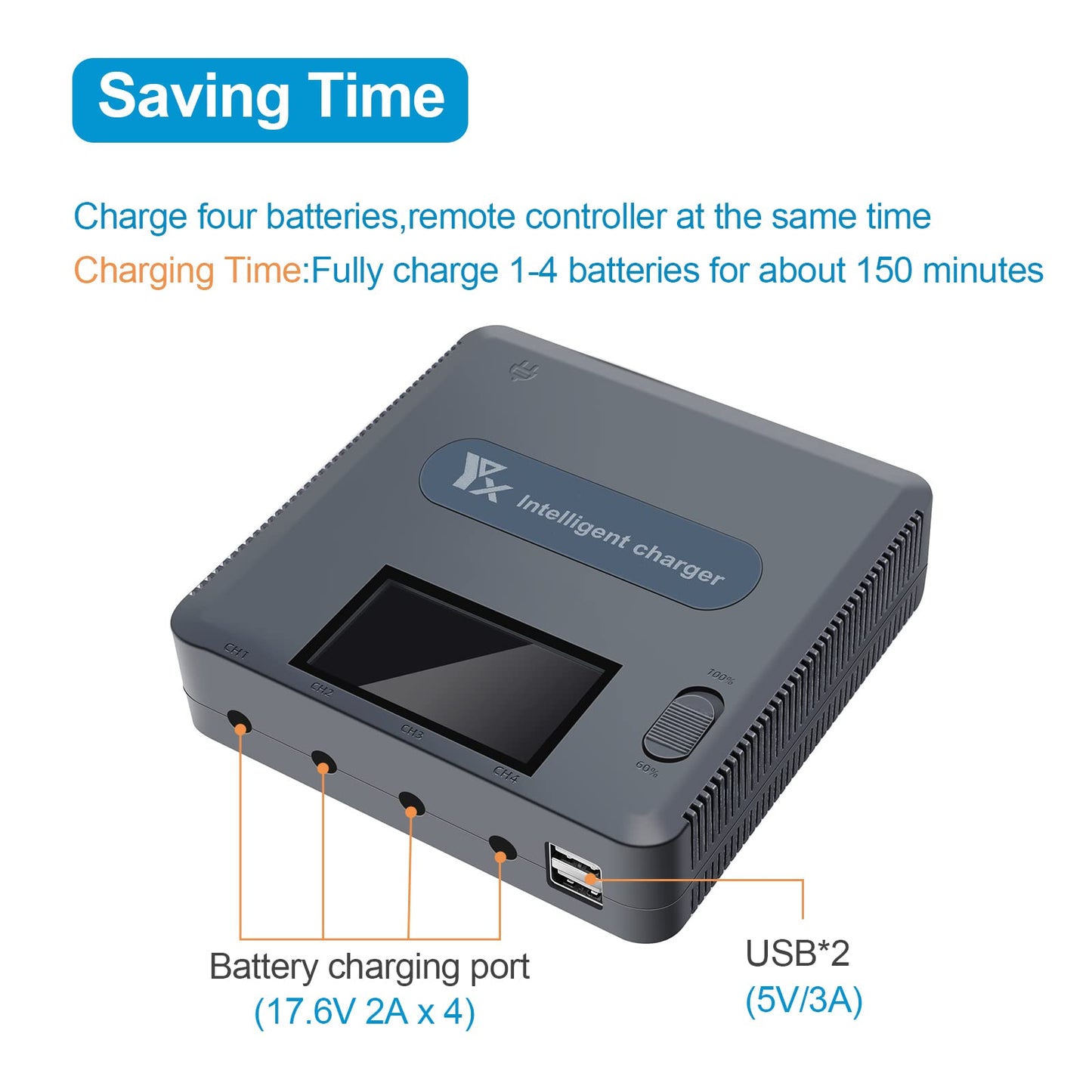 Hanatora LCD Parallel Charger with Storage Charge for DJI Mavic 3/Cine/Classic/Pro/Enterprise Battery,Display Rapid Multi Charging Hub Drone Accessories