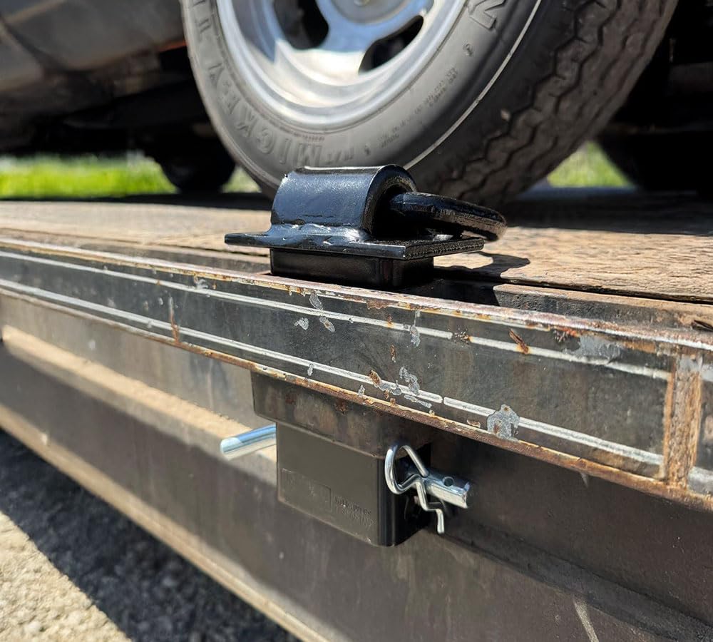 Mytee Products Heavy Duty Adjustable Trailer Stake Pocket 5/8 Inch D Ring w/ 1/2" Hitch Pin, Load Limit 5400 lbs & 4 Holes for Adjustment | D-Ring Tie Downs Utility for Flatbed Trucks & Trailer – 4 PK