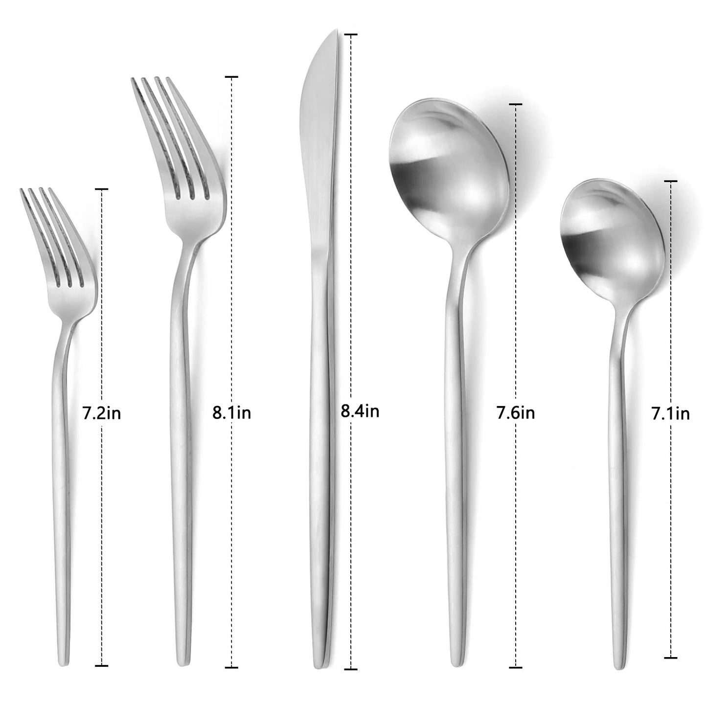 Matte Silverware Set, VANVRO 60-Piece Stainless Steel Flatware Set, Satin Finish tableware Cutlery Set, Service for 12, Home and Restaurant, Dishwasher Safe