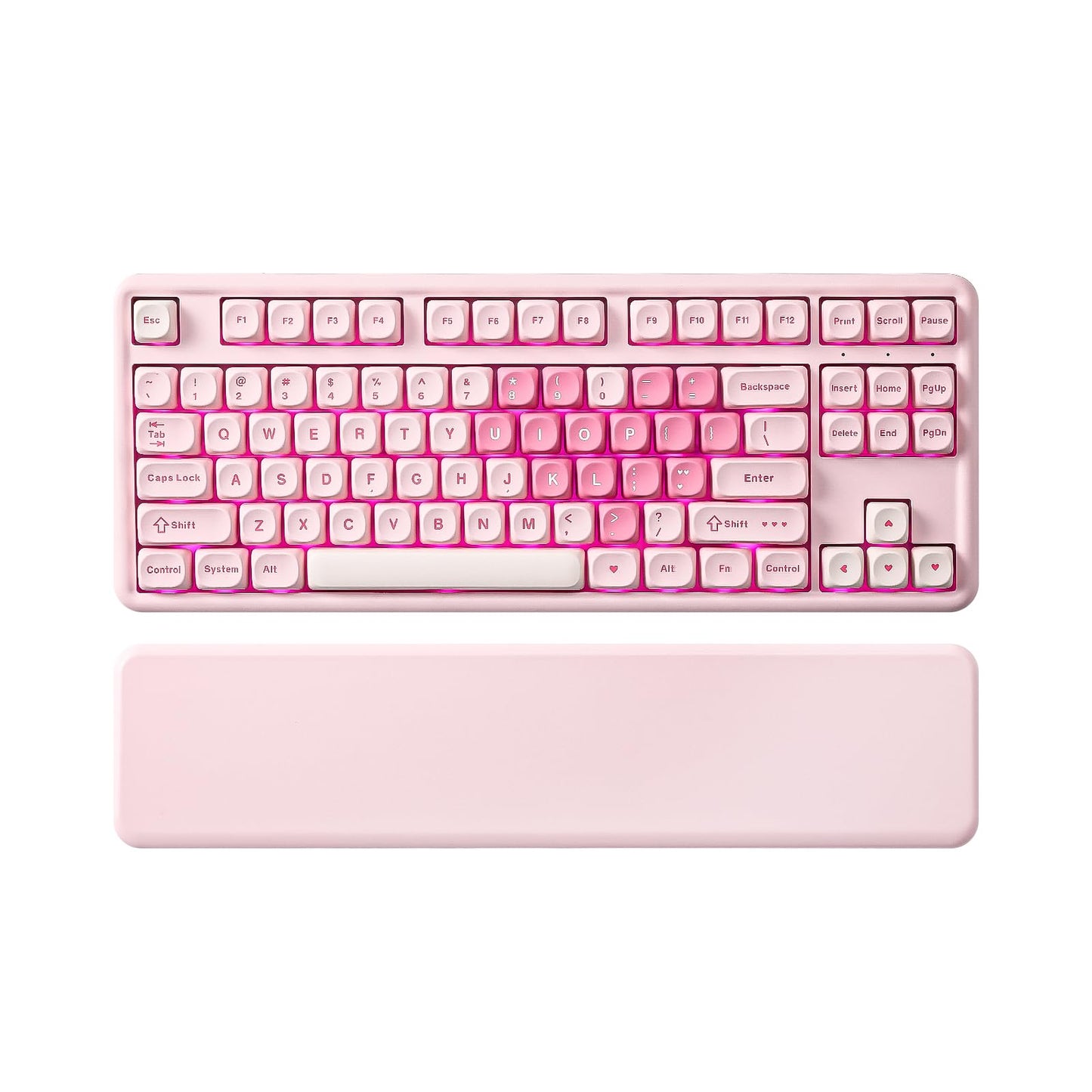YUNZII B87 Wireless Mechanical Keyboard,QMK/VIA Programmable,TKL Layout 87 Keys,BT/2.4G/USB-C,Hot Swap Gasket Mount RGB Backlit Gaming with Wrist Rest for Win/Mac (Pink, Milk V2)