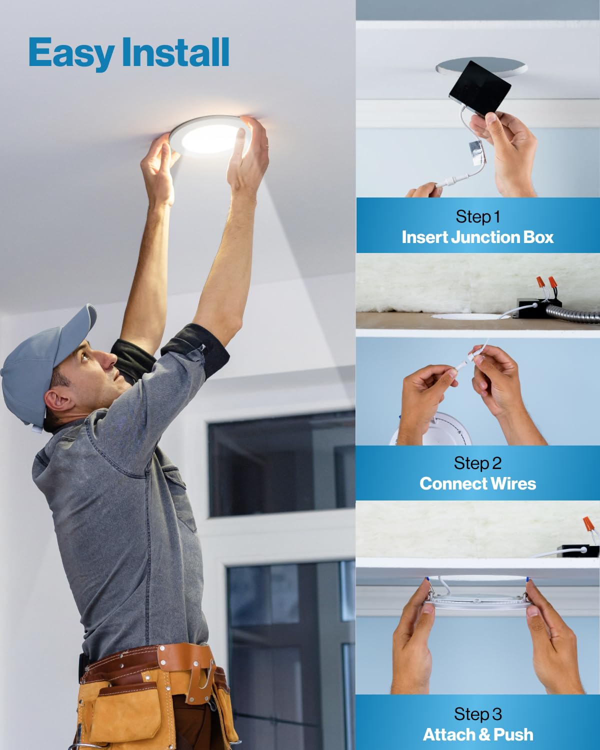 Sunco 6 Pack 6 Inch Ultra Thin LED Recessed Ceiling Lights, 6000K Daylight Deluxe, Dimmable, 14W, Wafer Thin, Canless with Junction Box