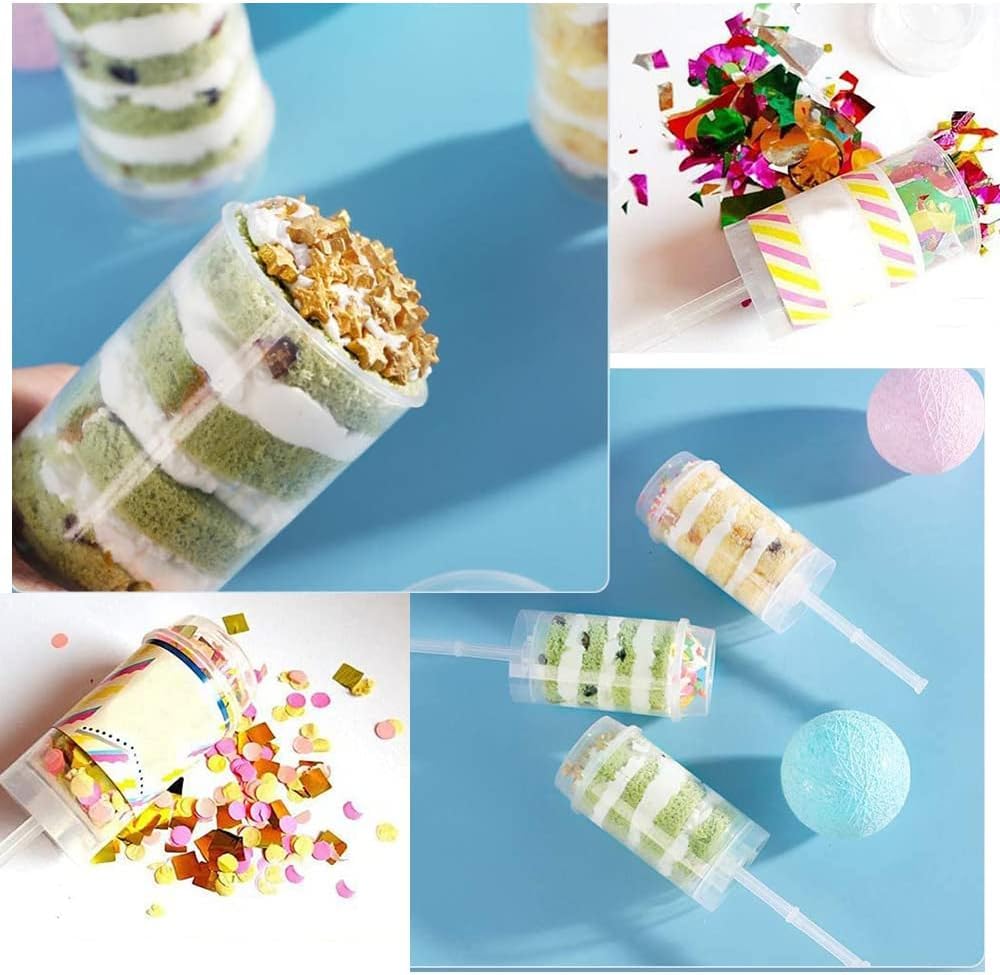58 Pcs Push Cake Pop Containers Clear Plastic Acrylic Display Stand Set Includes 2 Pcs 20 Hole Cake Pop Holder and 56 Push Pop Containers Shooter Cups with Lids for Birthday Weddings