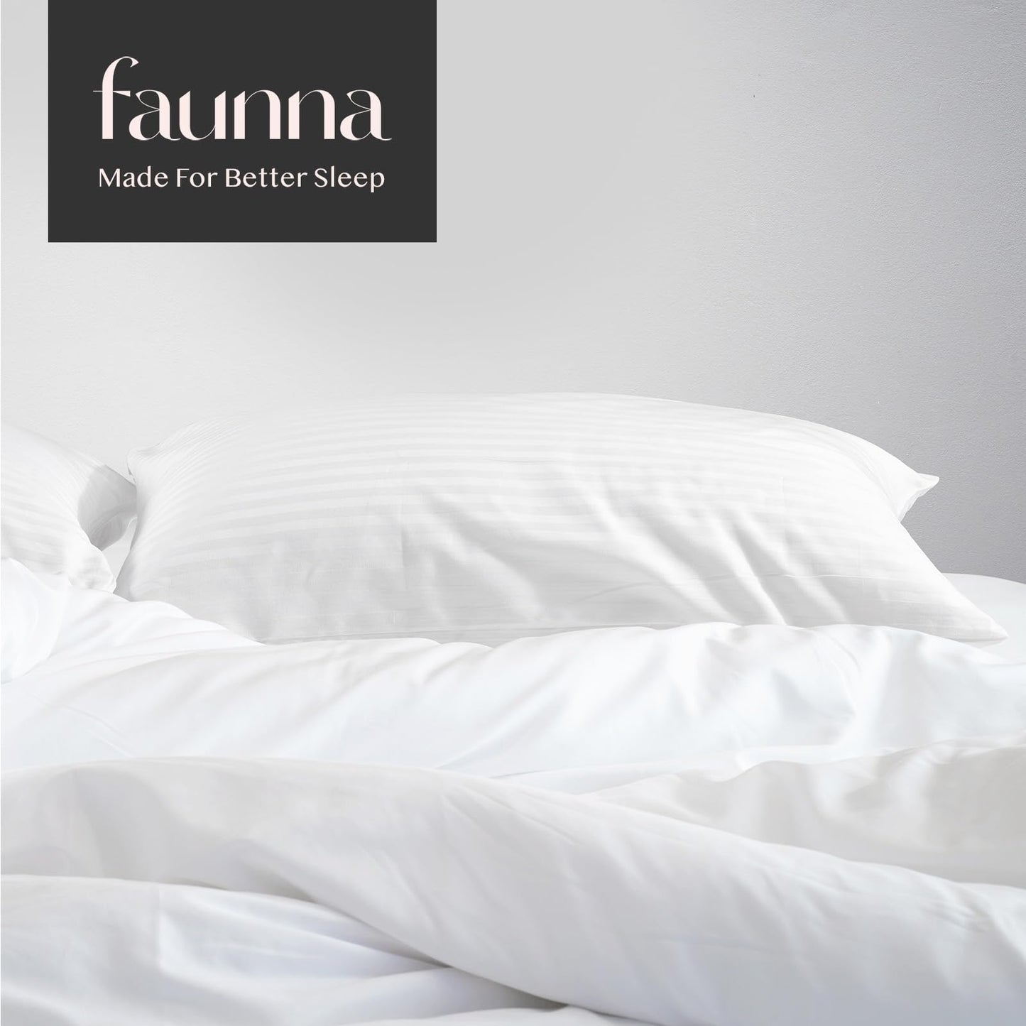 FAUNNA 600TC 100% Cotton Pillow Protectors, King Size (20x36), 6 Pack, Oeko-TEX Certified, Hotel Grade Pillow Cover with Silent Zipper, Zip Up Pillow Cases, White