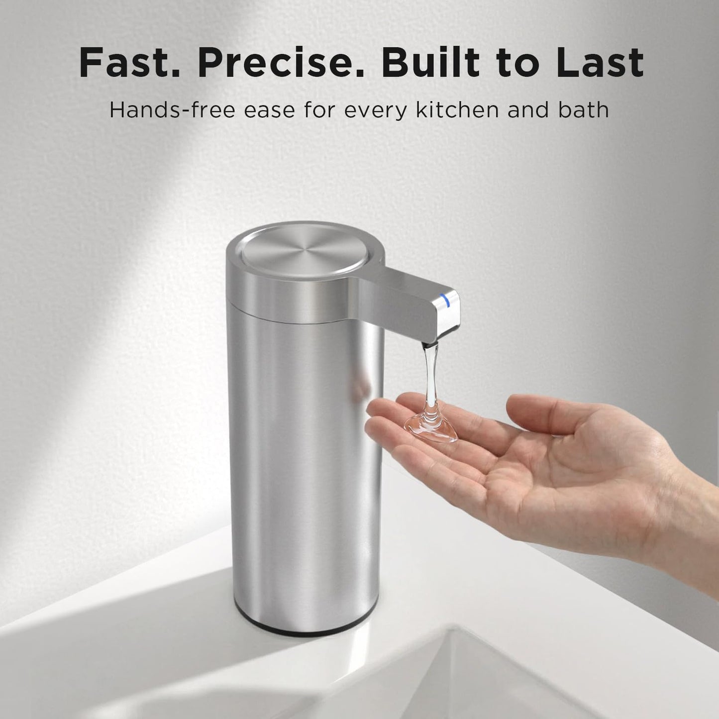 Newise Automatic Soap Dispenser - 9 oz, Rechargeable Touchless Liquid Soap for Kitchen and Bathroom with 3 Adjustable Dispensing Modes, Stainless Steel