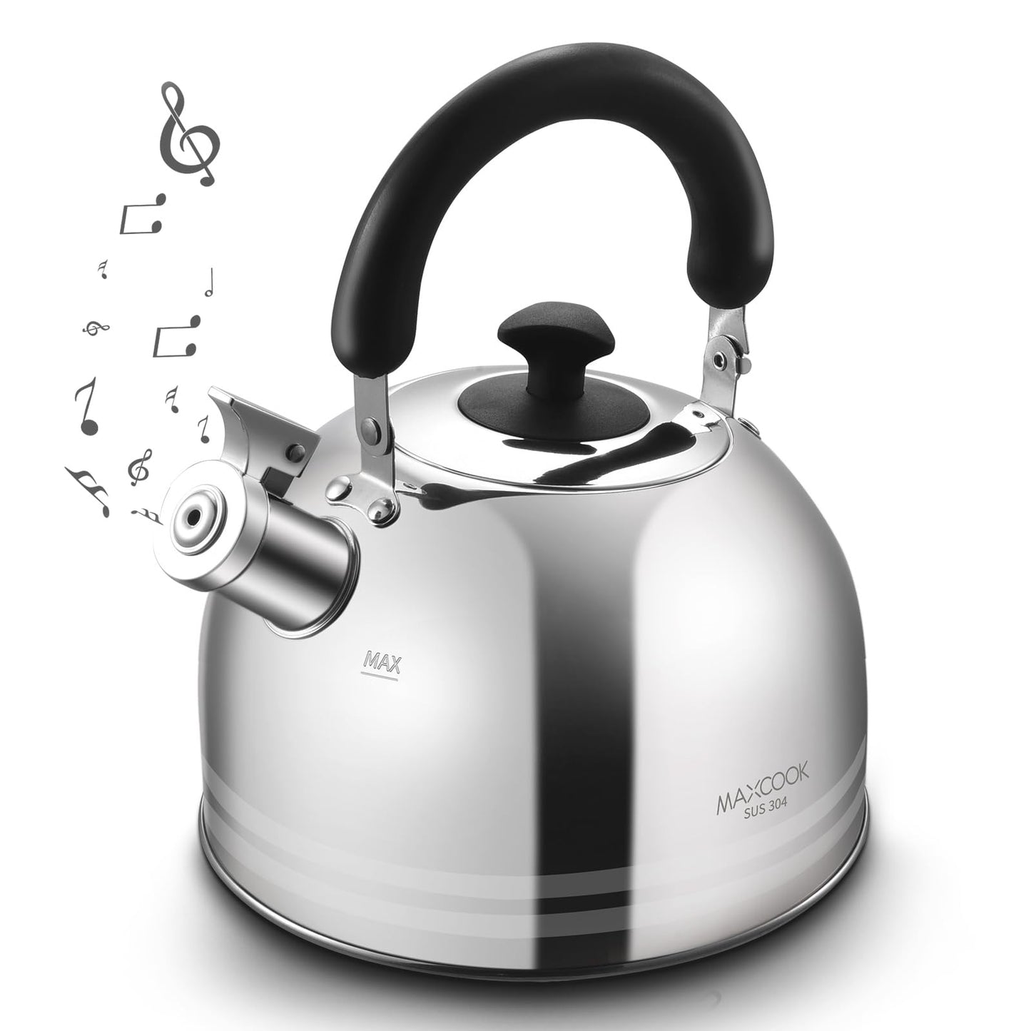 MAXCOOK Tea Kettle, 5.7QT 6L Whistling Tea Kettle for Stove Top, 304 Stainless Steel Tea pot, Large Teapot for stovetop, Camping Kettle for Boiling Water (Mirror Polish)