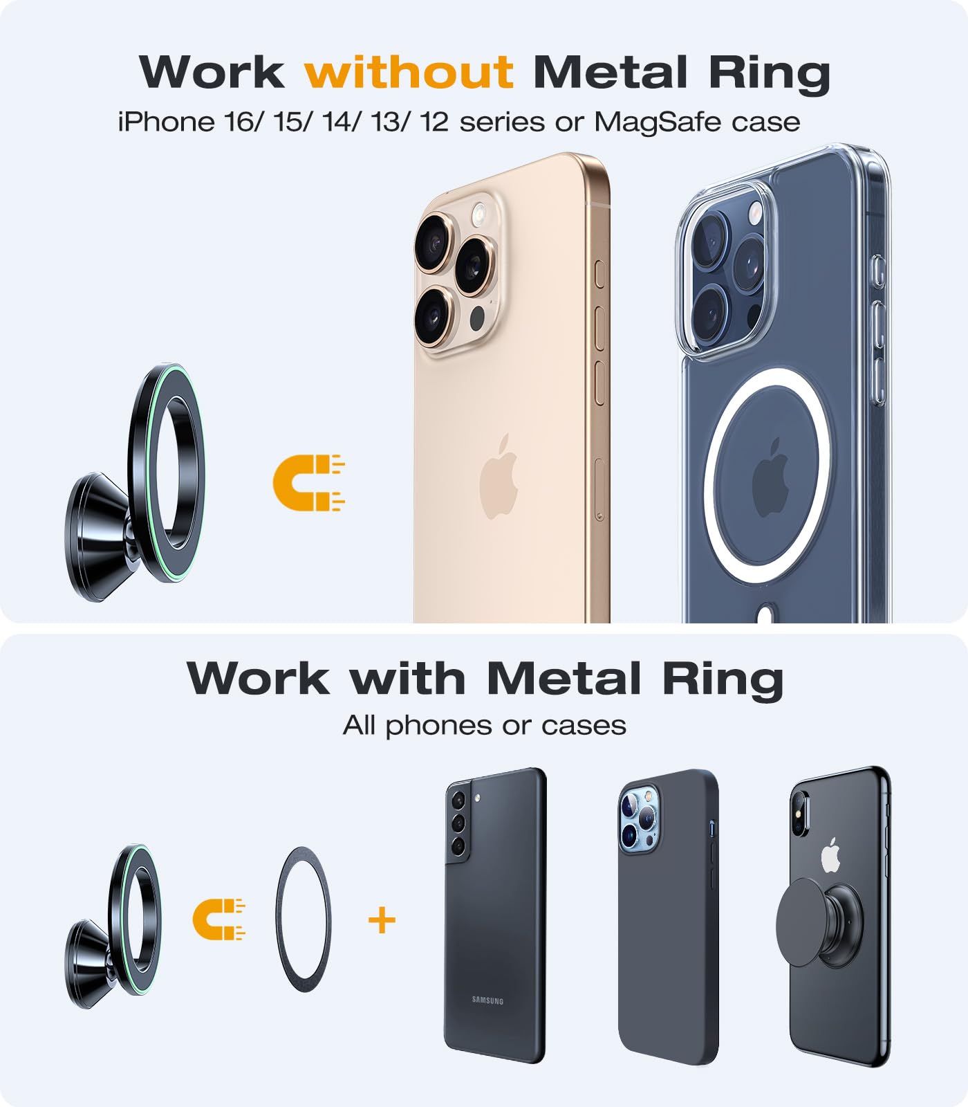 VICSEED for MagSafe Car Mount Dashboard, [High & Low Temp Resistance] [Never Drop] Magnetic Phone Holder for Car, 360 Rotatable Car Phone Holder Mount for iPhone 16 Pro Max 15 14 13 12 Plus Mini
