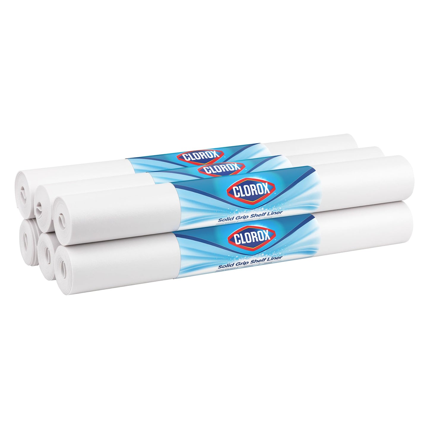 EasyLiner with Clorox Solid Grip Shelf Liner - Easy to Cut & Install for Closet, Pantry, Wire Shelves, Kitchen Cabinets - Non Adhesive Non Slip Shelf Liner - 20" x 6 ft. - 6 Roll Project Pack - White