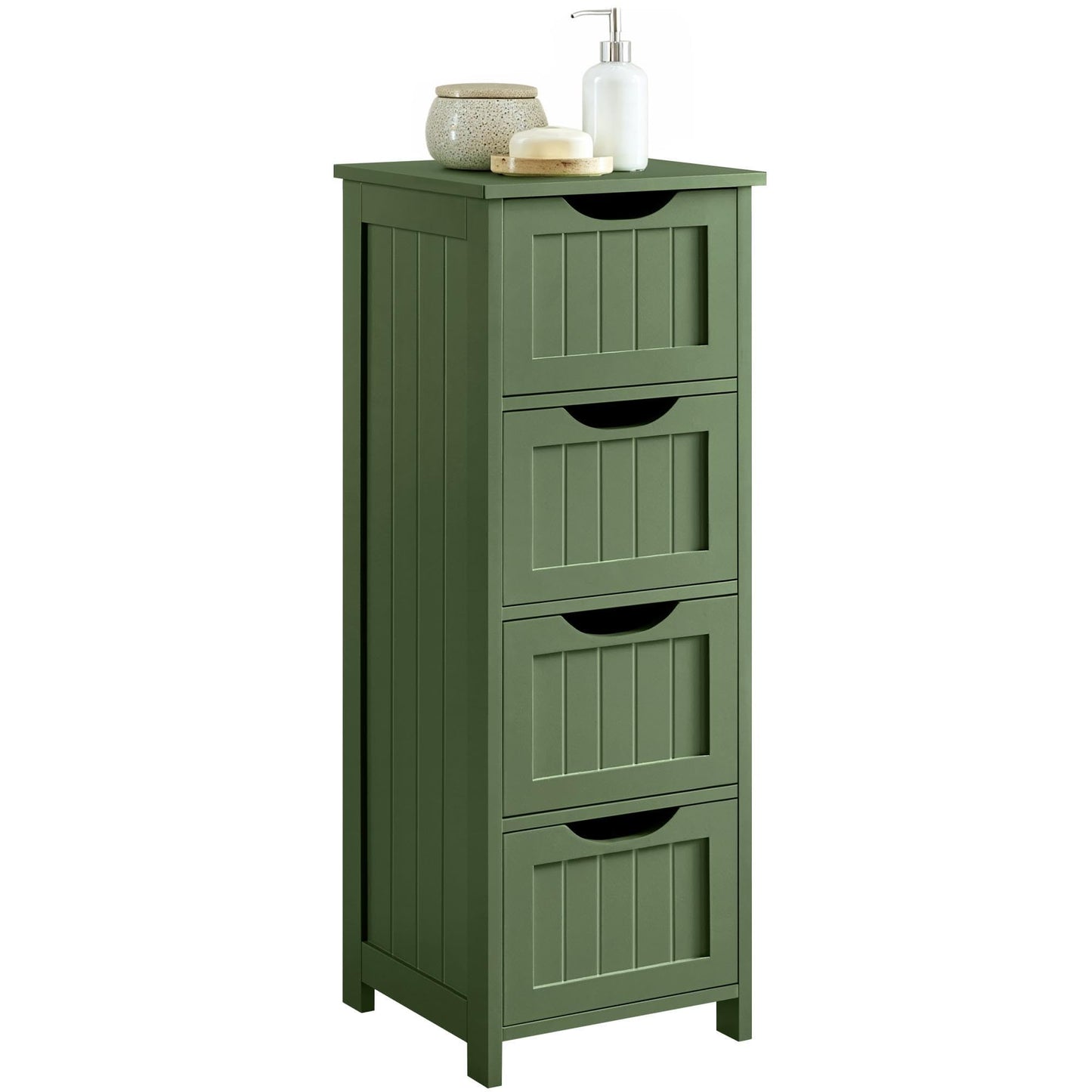 Yaheetech Bathroom Storage Cabinet, Narrow Side Storage Organizer with 4 Drawers, Slim Free-Standing Floor Cabinet for Bathroom/Hallway/Living Room, Green