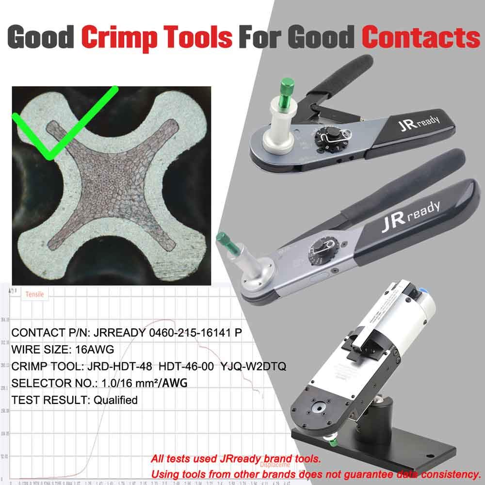JRready ST6118 DT Connector Terminal Kit Contact Size 16, Male Pins 0460-215-16141/Female Sockets 0462-209-16141 Solid Contacts Wire Gauge 14-20 AWG, 100 Pairs