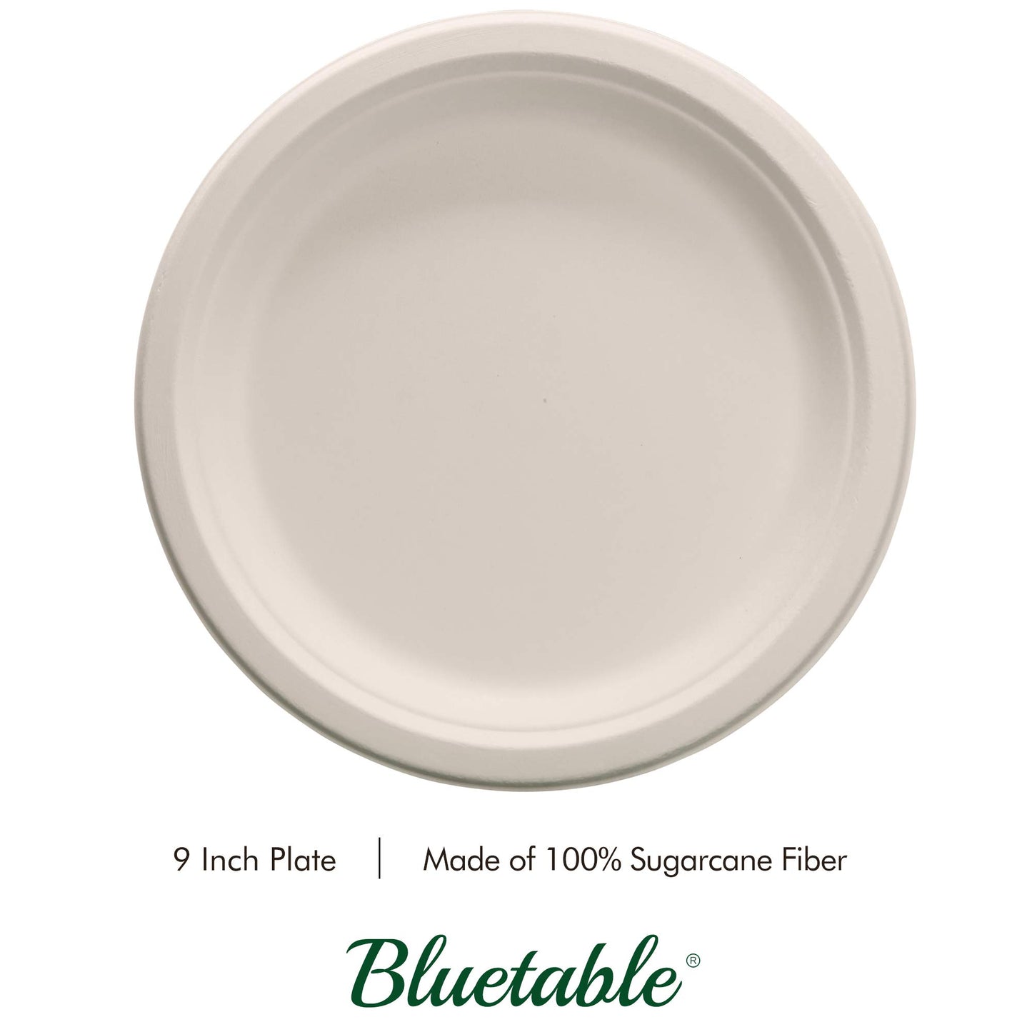 Compostable Paper Plates 9 Inch Bulk Plates [500 Case Pack] - Biodegradable Made from 100% Sugarcane - Heavy Duty Disposable - Eco Friendly - Bagasse Dinner Plates Natural Recycled Plate [500 Case]
