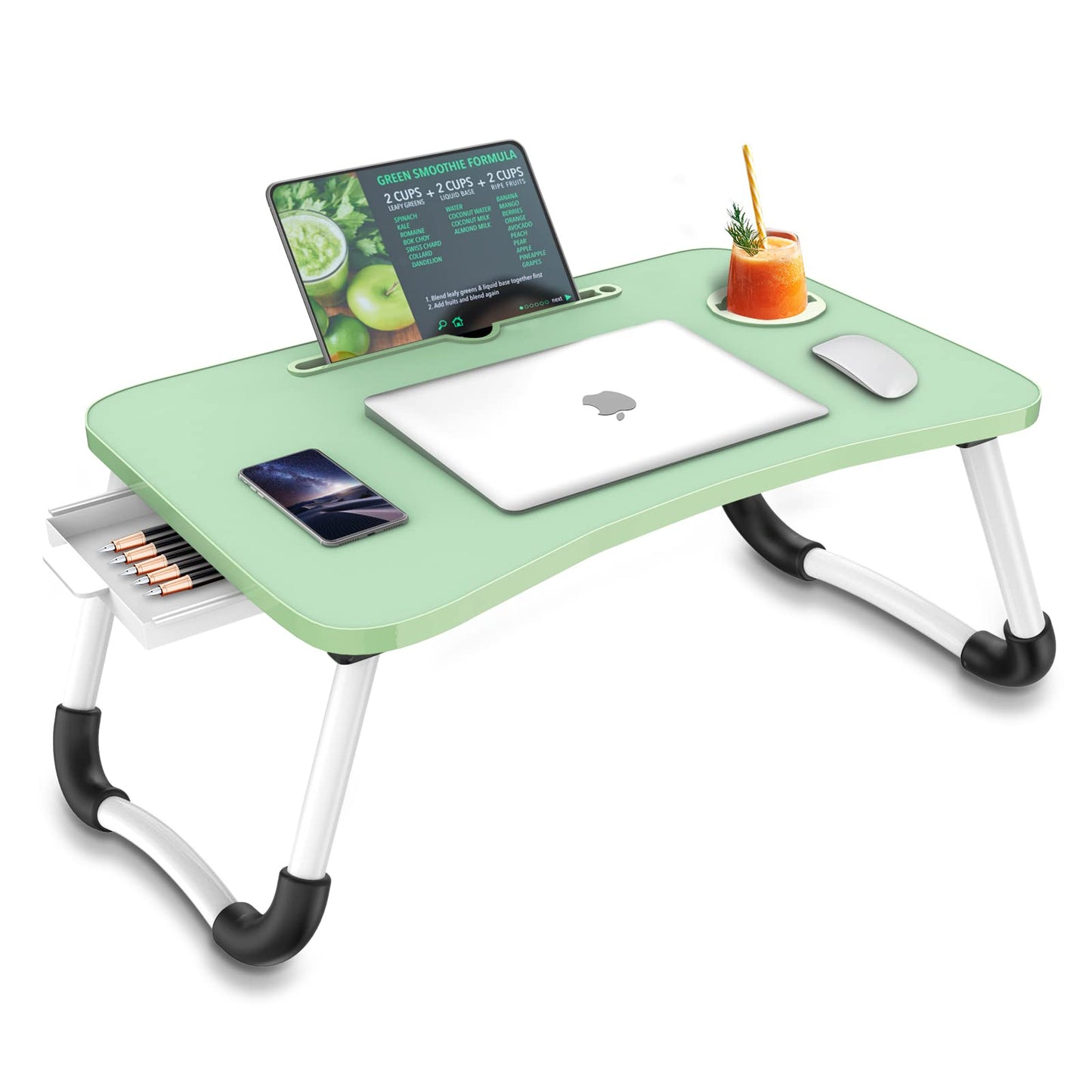 Zapuno Multi-Function Laptop Bed Table with Storage Drawer and Cup Holder, Lap Desk Stand Tray for Eating, Reading and Working