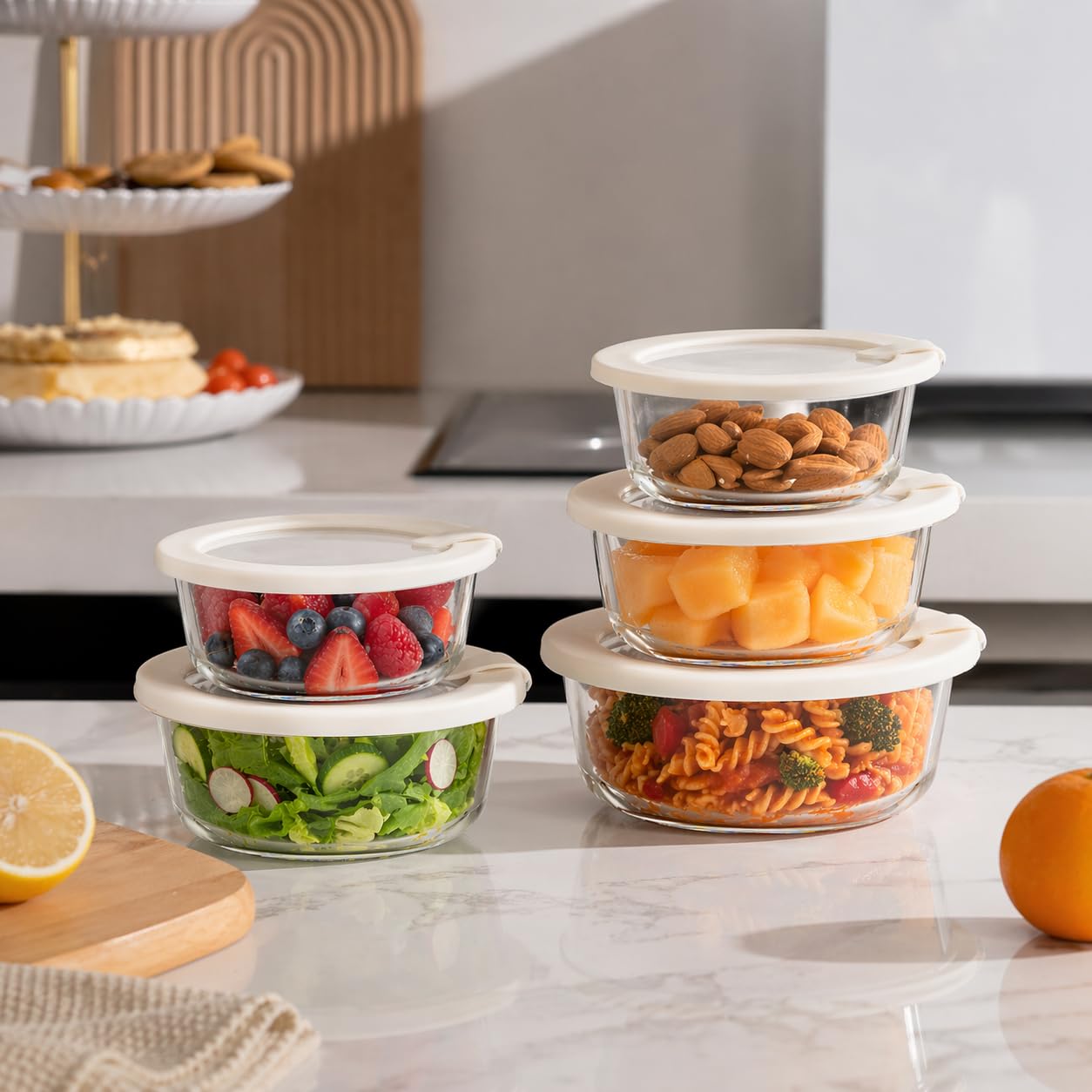 Urban Green Glass Food Storage Containers with Glass Lids, Microwave Safe Food Container Set, Aitight Meal Prep Container Set, LeakProof, 100% Plastic Free, 5 Pack