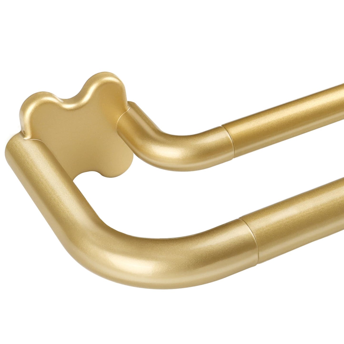 USFOOK Gold Double Curtain Rod Set, Blackout Wrap Around Curtain Rods for Windows 48 to 84 Inch, 6/8 Inch Room Darkening Curtain Rod 32 to 86 Inch, Decorative Double Drapery Rods