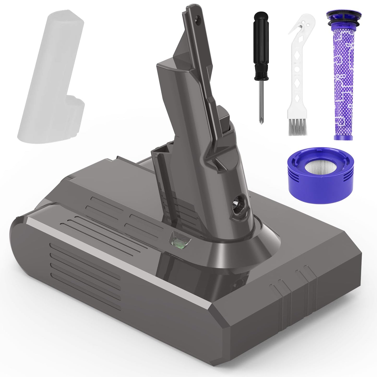 9500mAh Battery Replacement Compatible with Dyson V-7 Battery 21.6V - Compatible with Animal/ Absolute/ Motorhead/ Fluffy/ Trigger/ SV-11 Vacuum Cleaner with 2 Filters + Cleaning Brush + Screwdriver