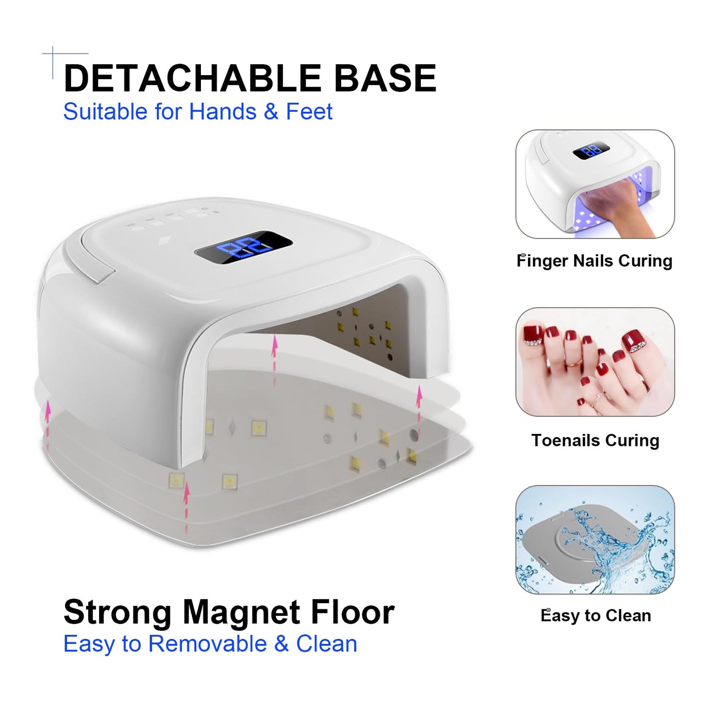 UV LED Nail Lamp,60W Professional Rechargeable UV LED Nail Dryer for Gel Nail Polish Dryer Fast Curing Lamp, 4 Timer Settings Gel Nail Lights for Auto Sensor Nail Machine