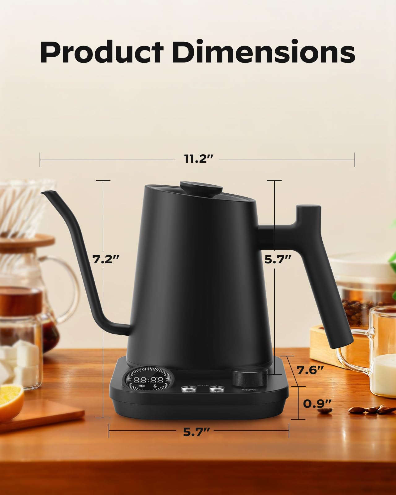 Silonn Electric Gooseneck Kettle - ±1°F Precise Temp Control, 0.9L 304 Stainless Steel | 4-Hour 100°C Keep Warm, 7 Presets & LED Brew Timer for Pour-Over Coffee