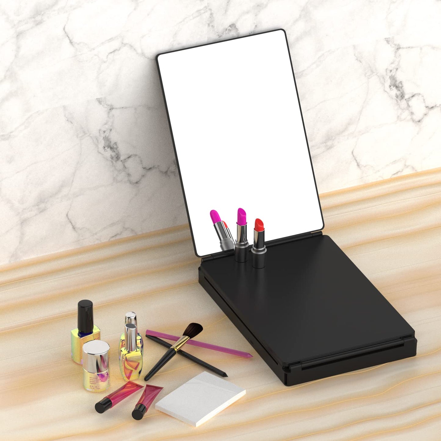 OLIBUY 5 Way Mirror, 360 Mirror for Self Hair Cutting and Brading Hair, Rechargeable LED Barber Mirror with Adjustable Hooks