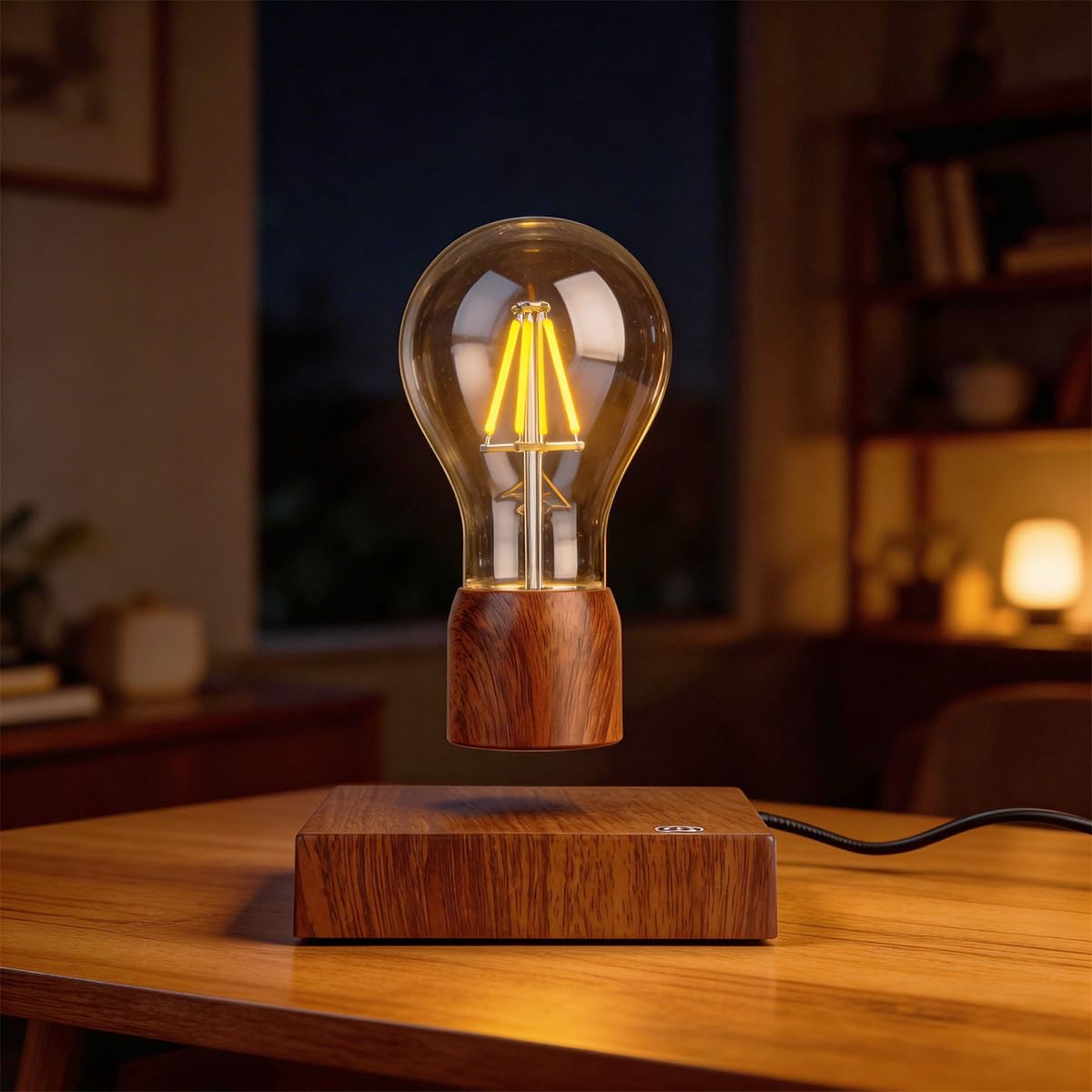 exekoml Magnetic Levitating Floating Wireless LED Light Bulb Desk Lamp for Unique Gifts, Room Night Light, Home Office Decor Tech Toys