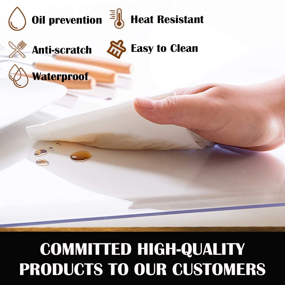 36x72 Inch Multi Size Clear Plastic Dining Table Protector PVC Tablelcloth Desk Pad Mat Wooden Furniture Coffee Glass Table Screen Protection Pad Cover Dressing Kitchen Countertop Topper Waterproof