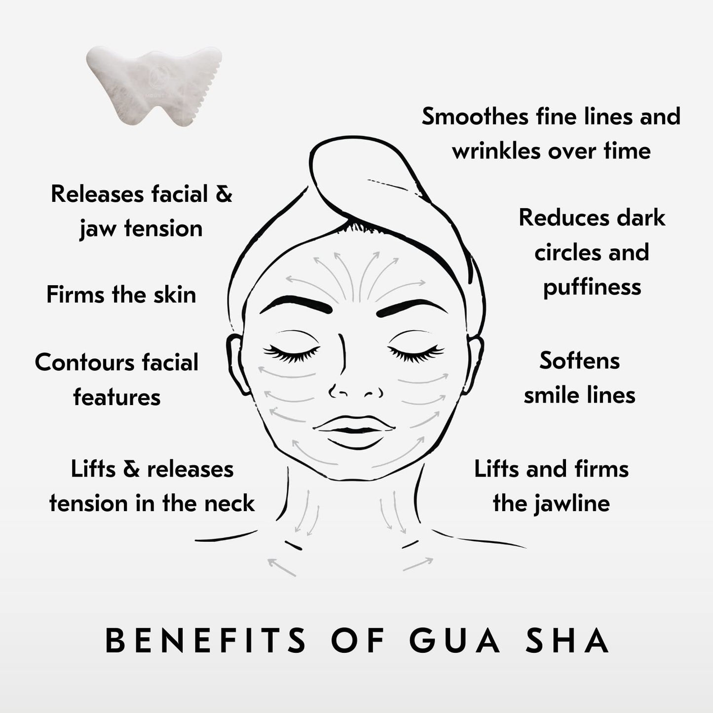 Mount Lai Vitality Qi White Jade Gua Sha Face Sculpting Tools for Women, Self Care Facial Massage Guasha Tool for Face and Body to Help Relieve Muscle Tension and Reduce Puffiness