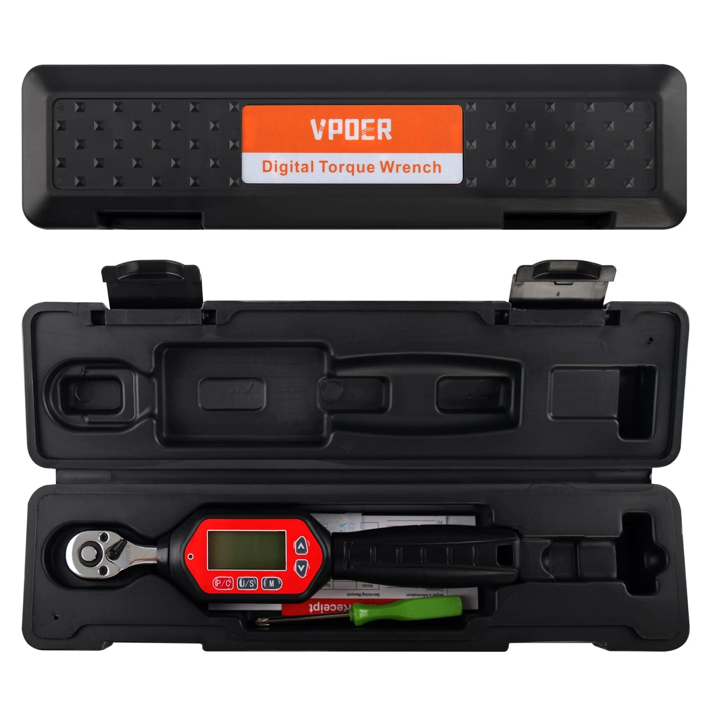 VPOER Digital Torque Wrench 1/4-inch Drive, 0.22-7.37 ft-lbs (0.3-10 Nm) (2.65-88.5 inch pound) with Buzzer & LED, Calibrated