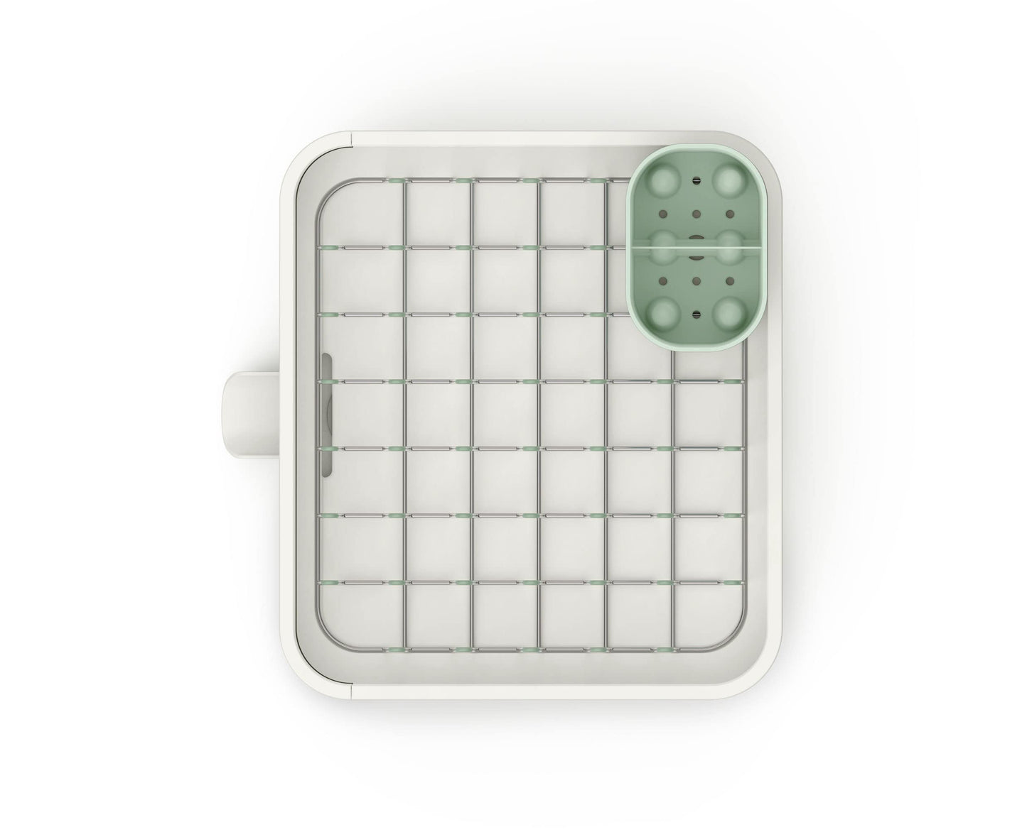 Joseph Joseph Extend Expandable Dish Drainer Rack with Removable Flatware Holder Swivel Draining Spout - Stone/Sage Green