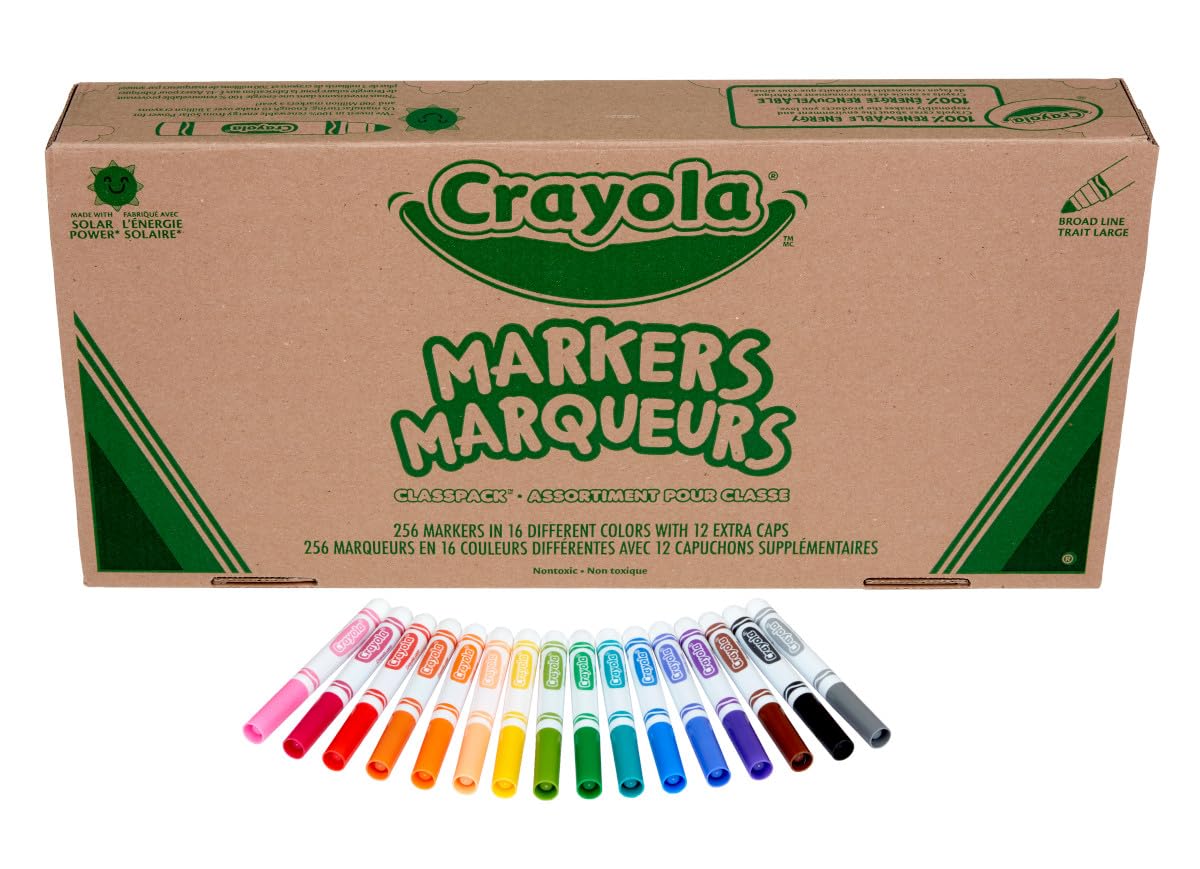 Crayola Broad Line Markers Classpack (256 Ct), Bulk Markers for Kids, Art Supplies for School, Classroom Must Haves, Preschool & Kindergarten Supplies