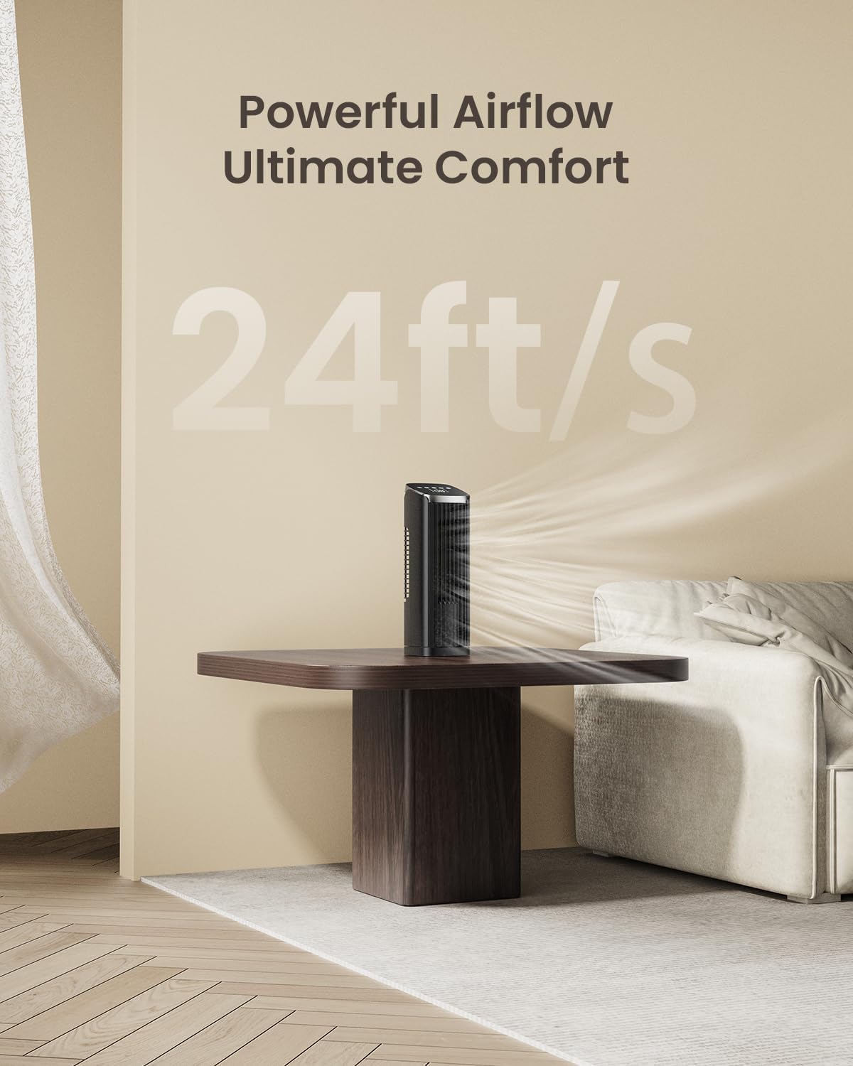 PNTCK Fan for Bedroom, 13" Table Fan with Remote, Oscillating Strong Airflow, 4 Speeds, 4 Modes & 12H Timer