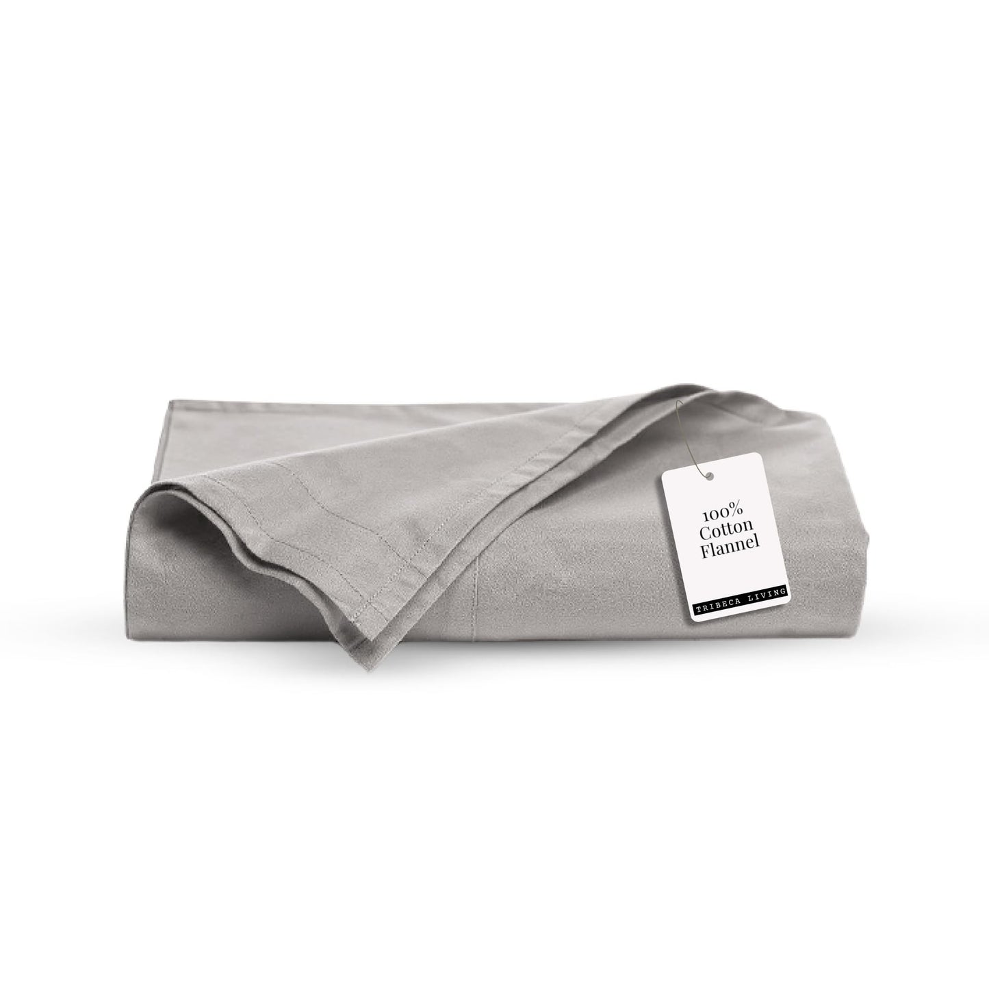 Tribeca Living King Cotton Flannel Flat Sheet Only 170-GSM - Oversized 112 x 106 Inch Dimensions for Generous Bed Coverage - Soft Breathable Bedding in Silver Grey