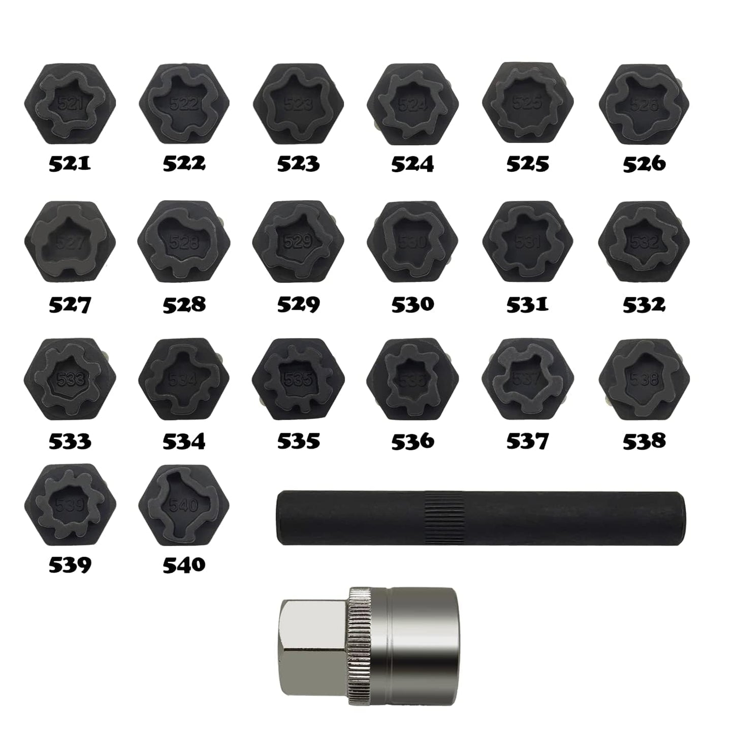 JEUCLEL 22PCS Wheel Locking Nut Key Kit Compatible with VW VAG Volkswagen, Wheel Lock Nut Socket Adapter Set, Anti-Theft Lug Removal Tool, Anti-Theft Screw Remover Repair Tool