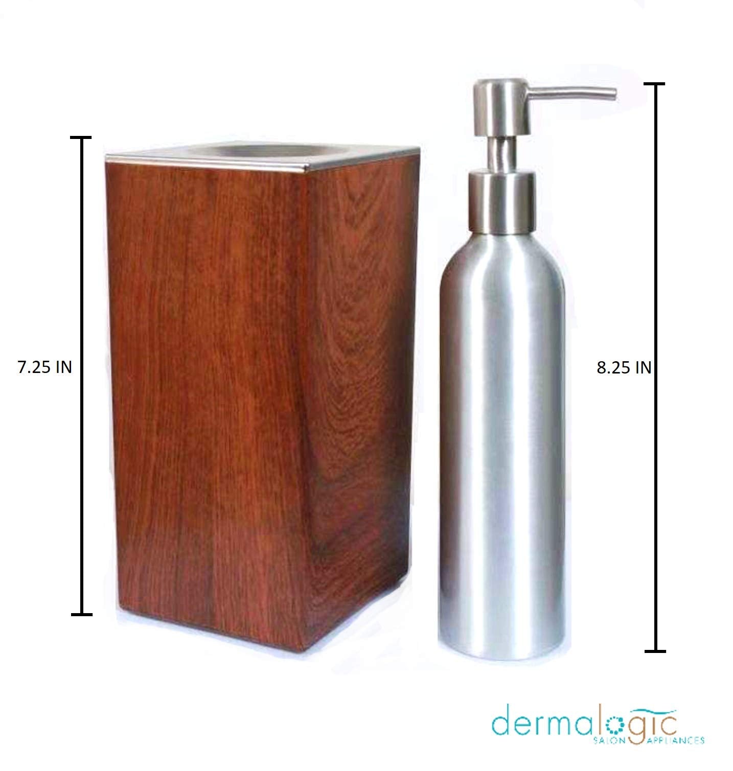 DERMALOGIC Massage Oil Warmer for Pro Spa Massage, Home Lotion Warmer with Aluminum Bottle Pump Set, Plug-in Oil Heater Beauty Salon Treatment Equipment, Light Wood