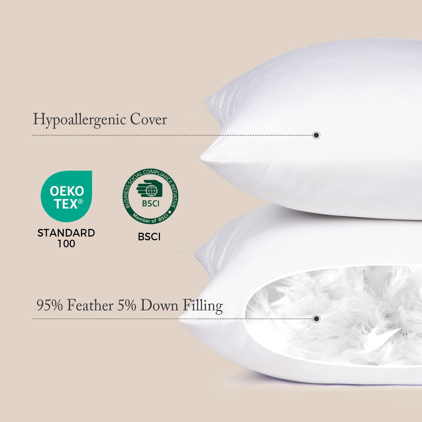 puredown® 20x20 Feather Down Pillow Inserts, 4 Pack Throw Pillow Inserts for Couch, Chairs, Office, Apartments