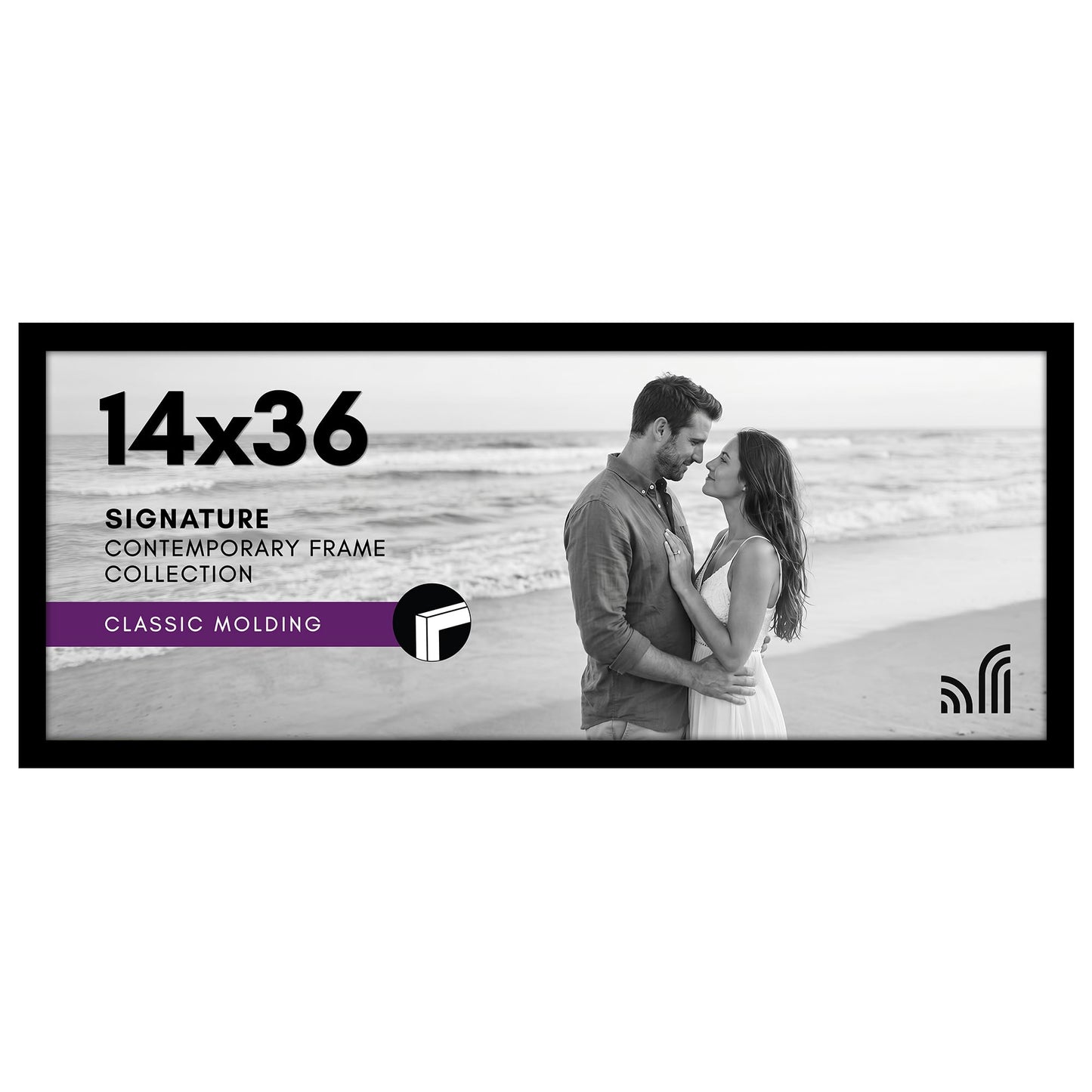 Americanflat 14x36 Poster Frame with Polished Plexiglass - Signature Collection - Gallery-Style Frames Made of Engineered Wood - Photo Frame for Wall Display - Black